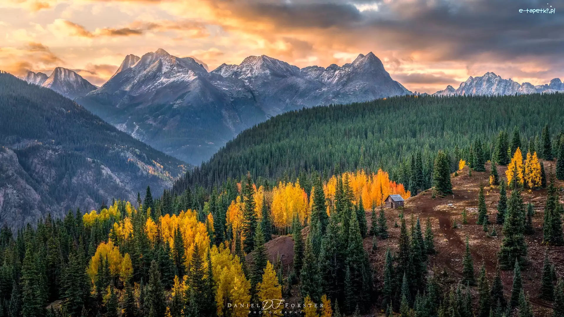 San Juan Mountains, Kolorado, Chata, Lasy, Góry, Jesień, Drzewa, Stany Zjednoczone