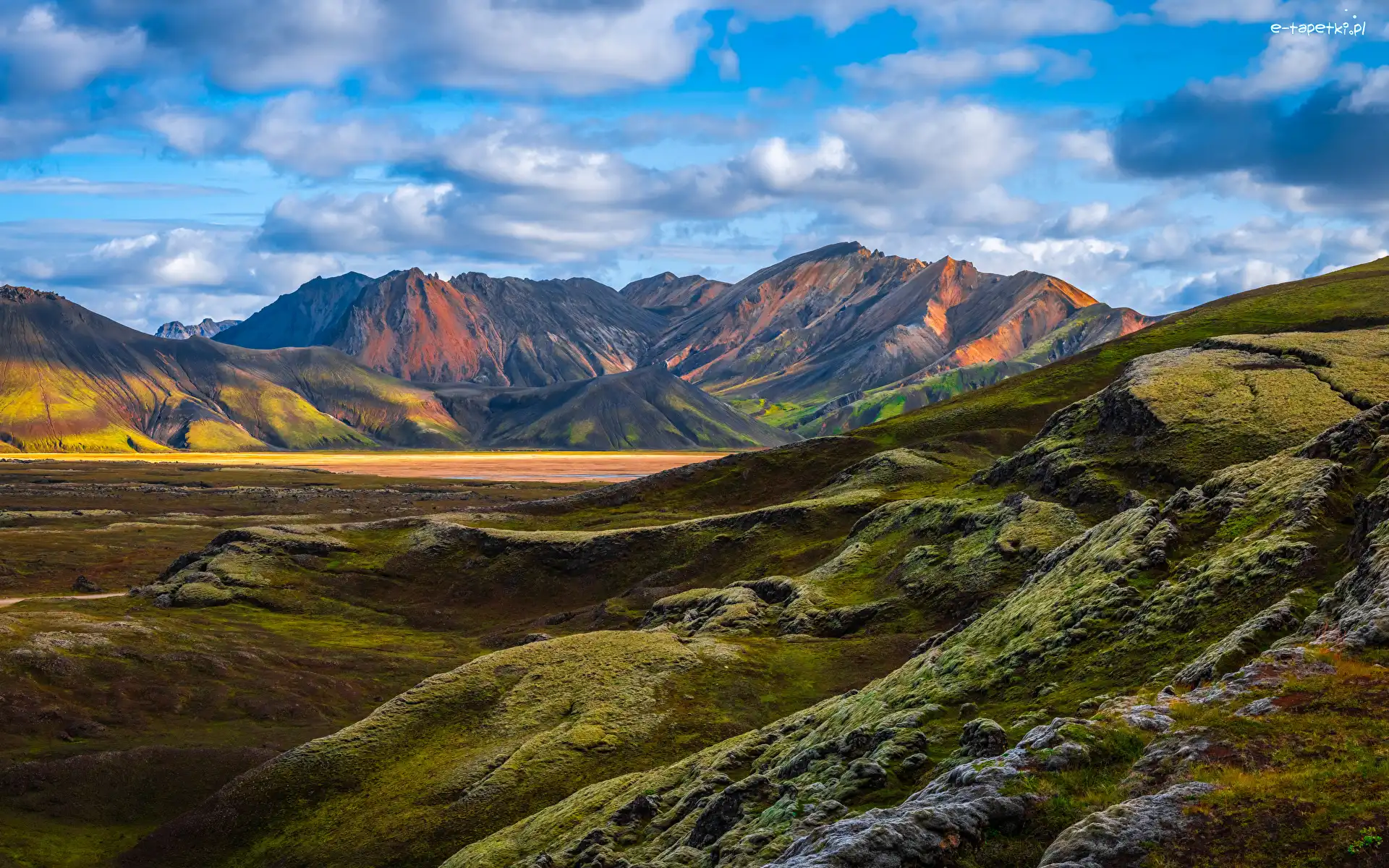 Tęczowe Góry, Niebo, Góry Landmannalaugar, Islandia