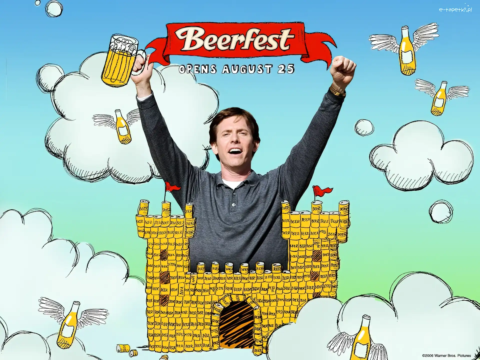 chmurki, mężczyzna, piwo, Beerfest