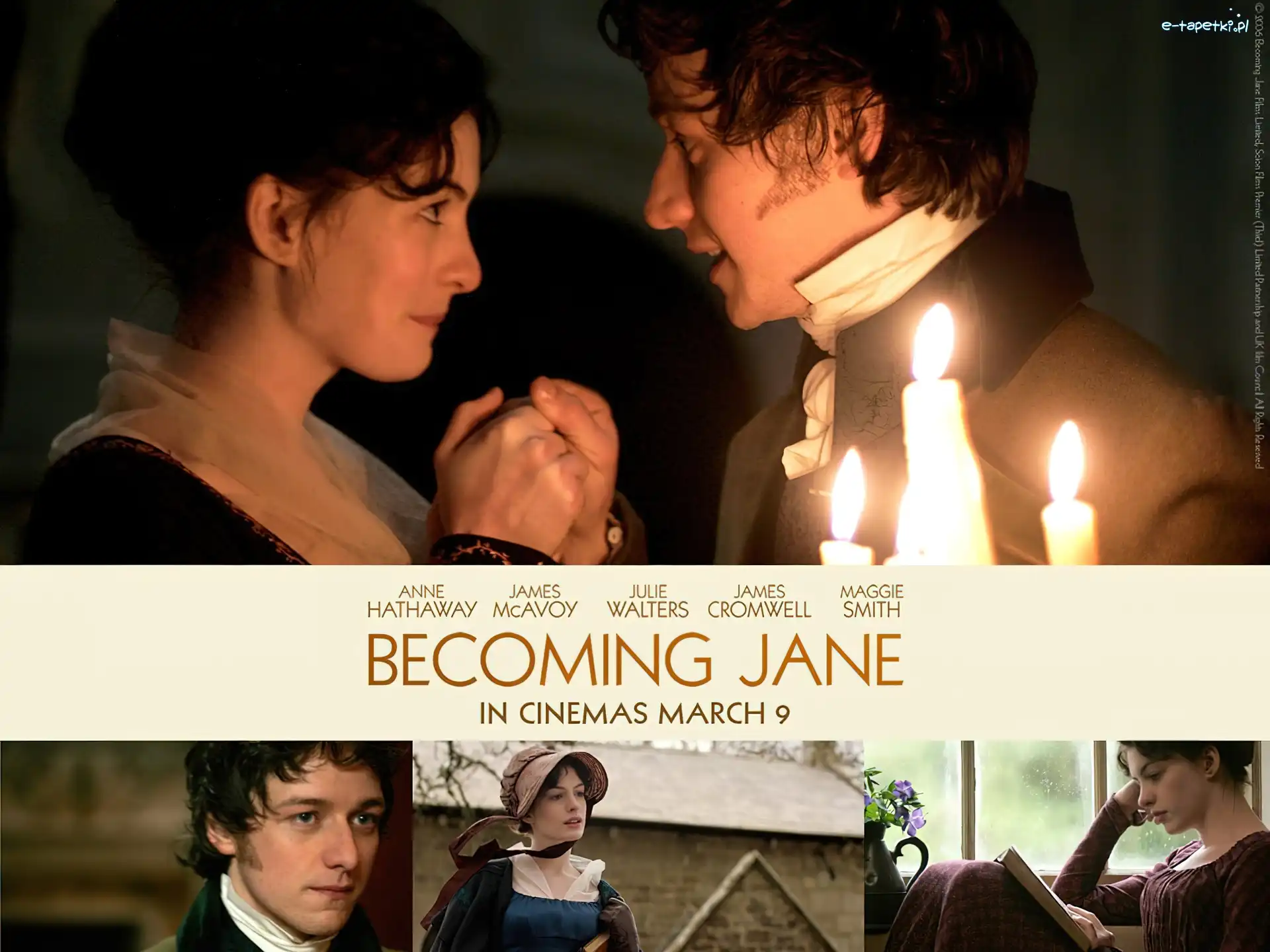 Anne Hathaway, świeczki, James McAvoy, Becoming Jane