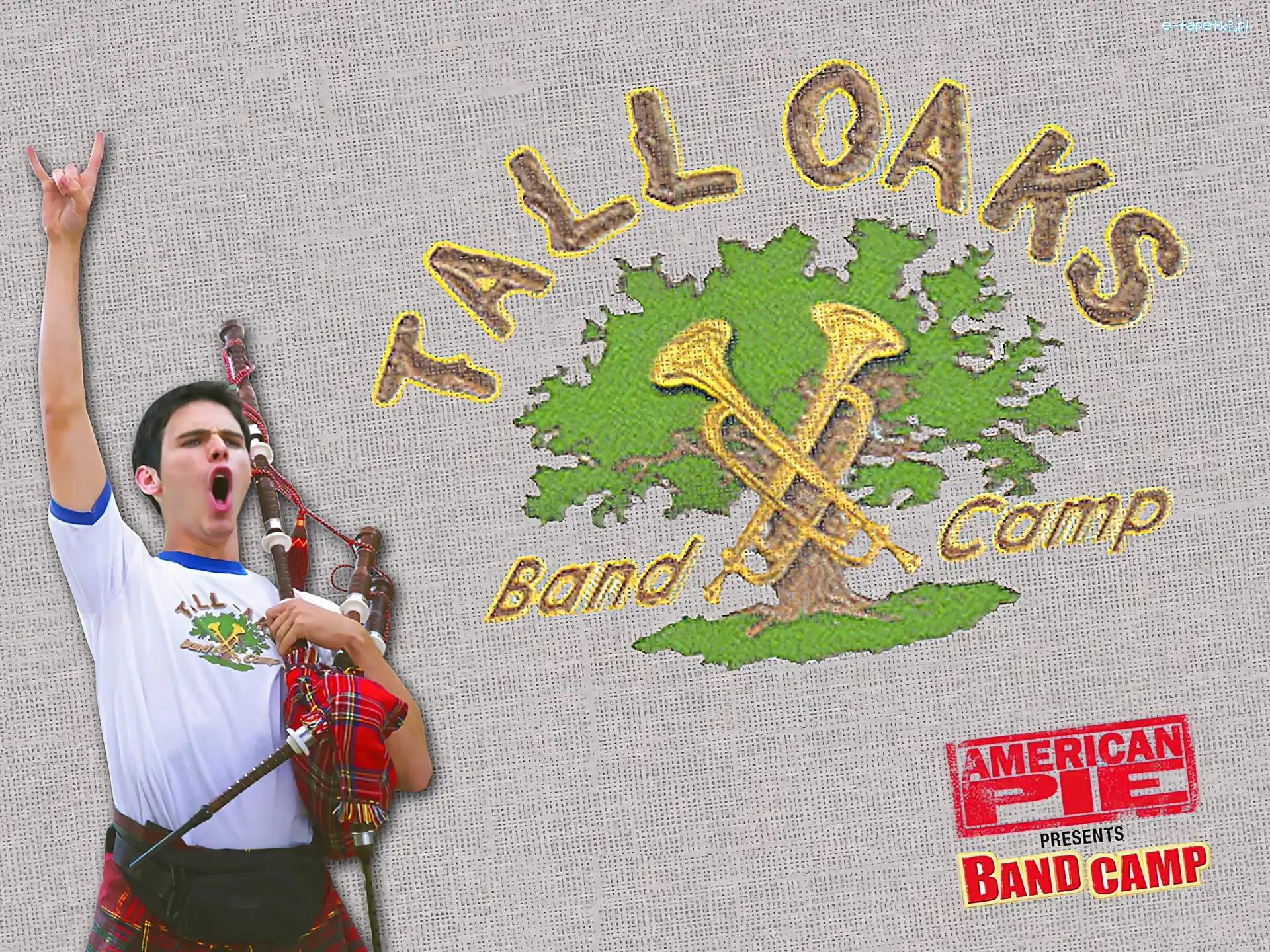 chłopak, drzewko, dudy, American Pie Band Camp