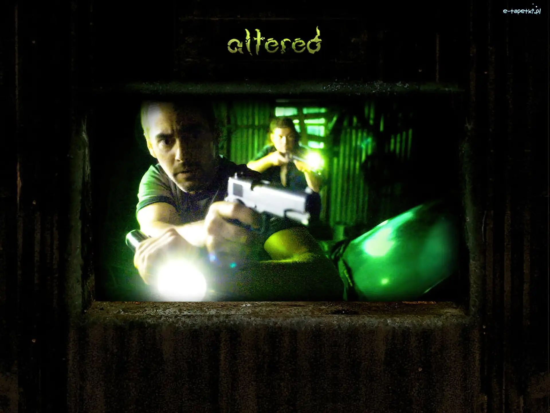 mężczyźni, latarka, pistolet, Altered