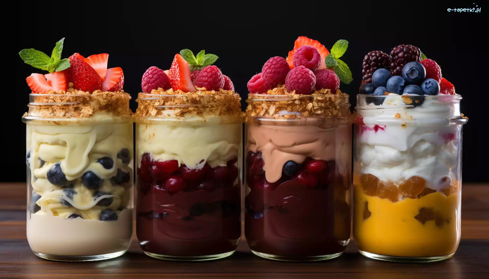 Listki, Owoce, Słoiki, Grafika, Jogurt, Deser