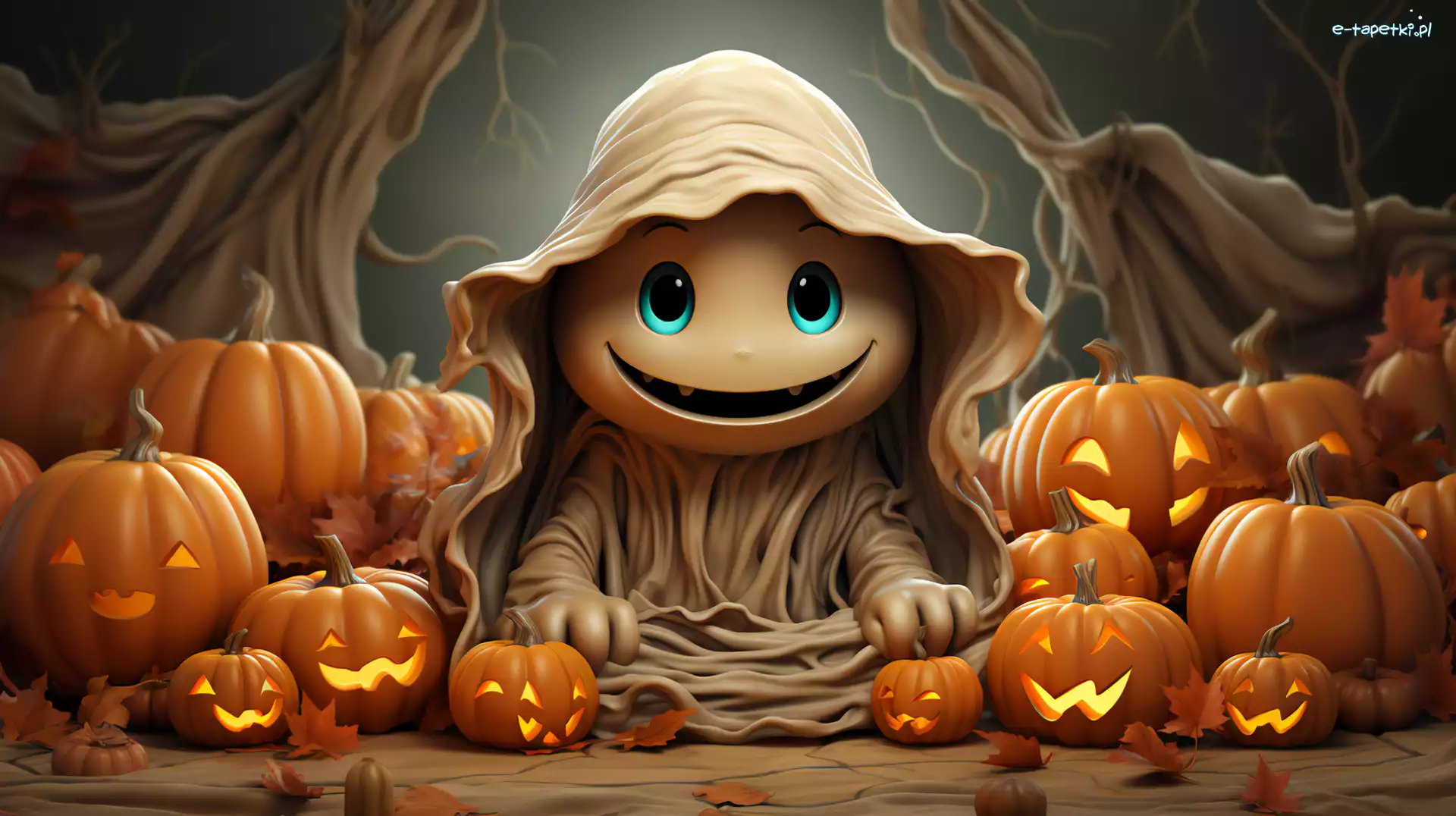 Uśmiechnięty, Dynie, Duszek, Halloween