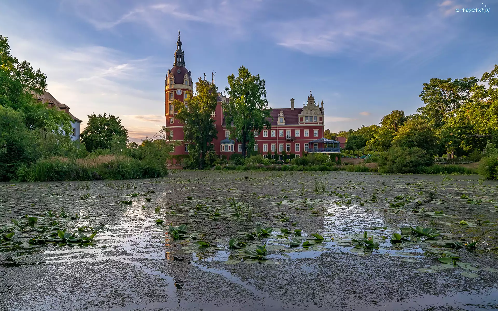 Niemcy, Zamek w Mużakowie, Jezioro, Schloss Muskau, Zamek, Saksonia, Mużaków