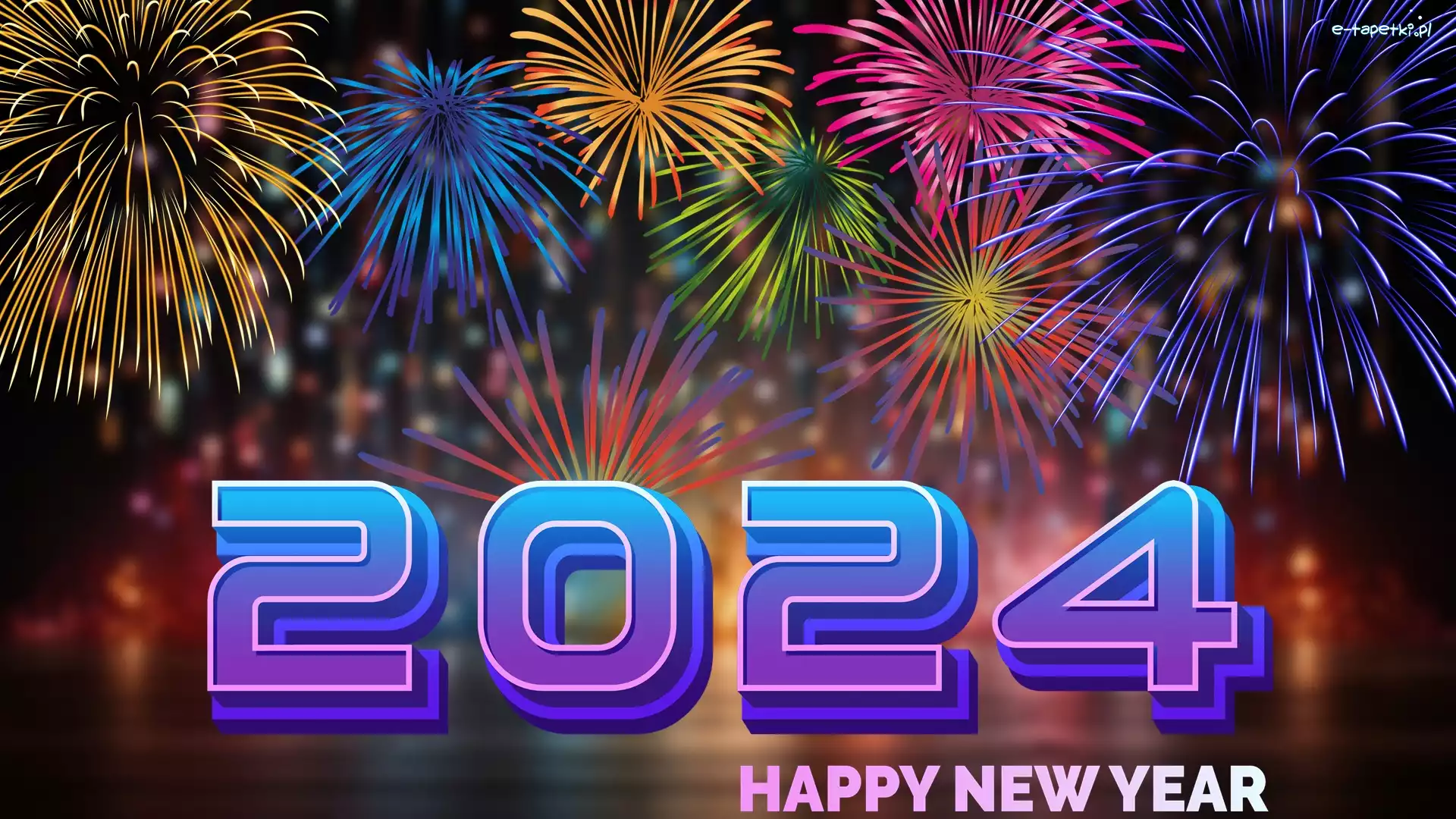 2024, Grafika, Fajerwerki, Nowy Rok