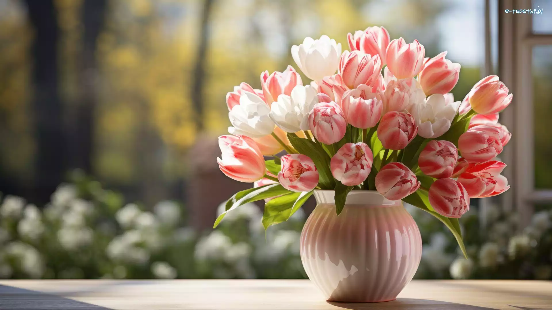 Kwiaty, Wazon, Bukiet, Tulipany
