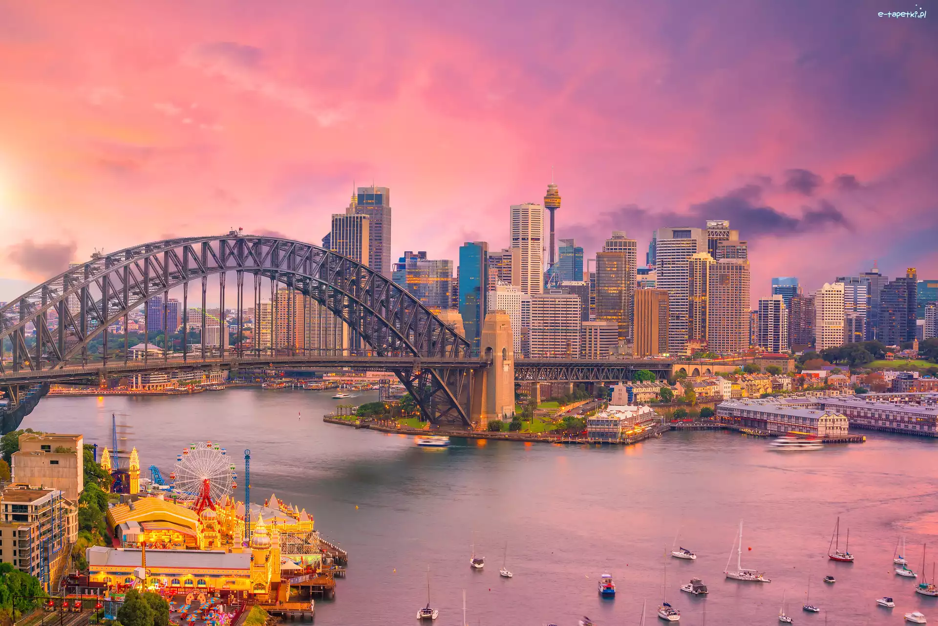 Port Jackson, Most, Sydney Harbour Bridge, Sydney, Australia, Zatoka, Domy