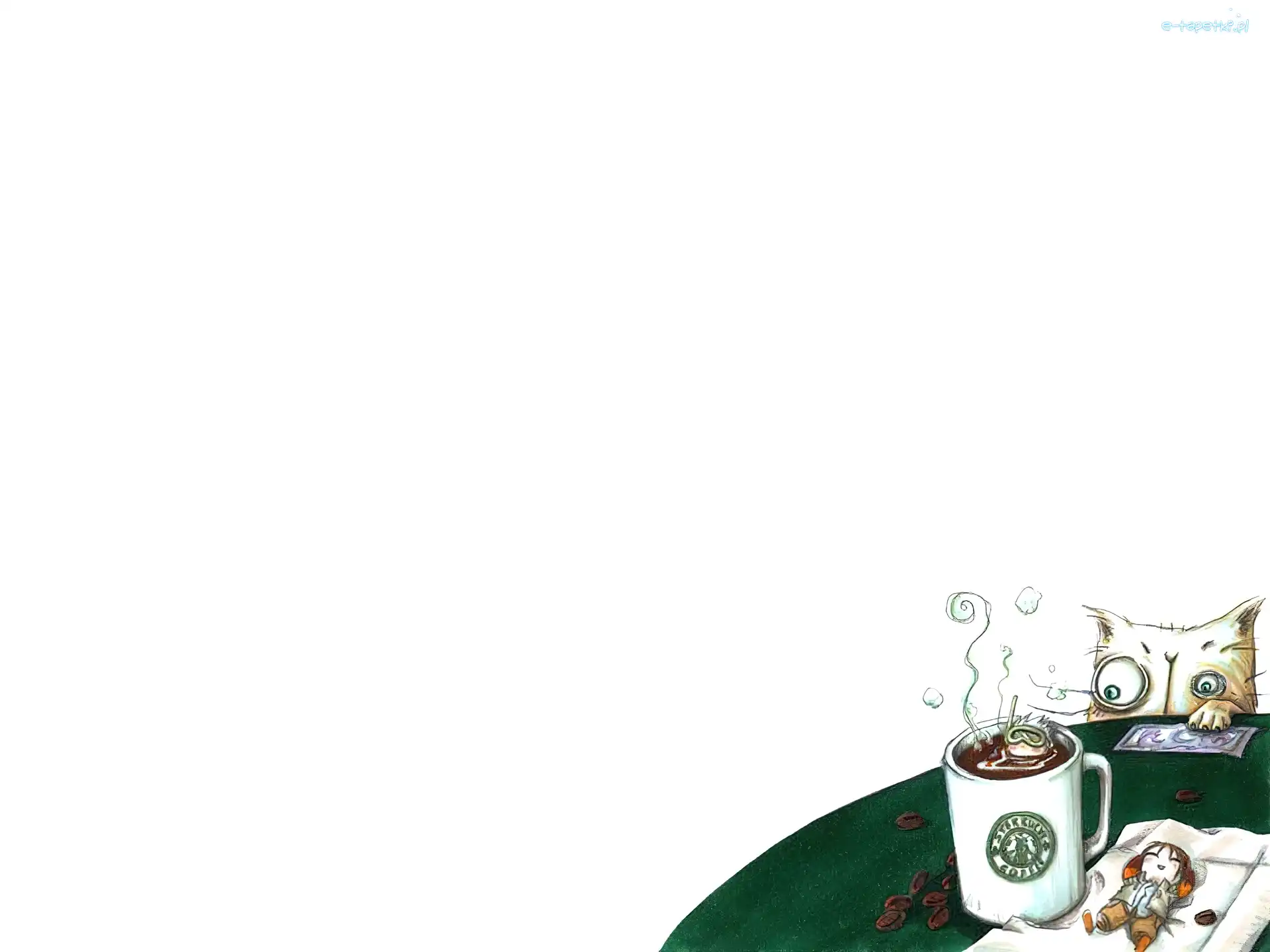 kubek, kot, kawy, Starbucks