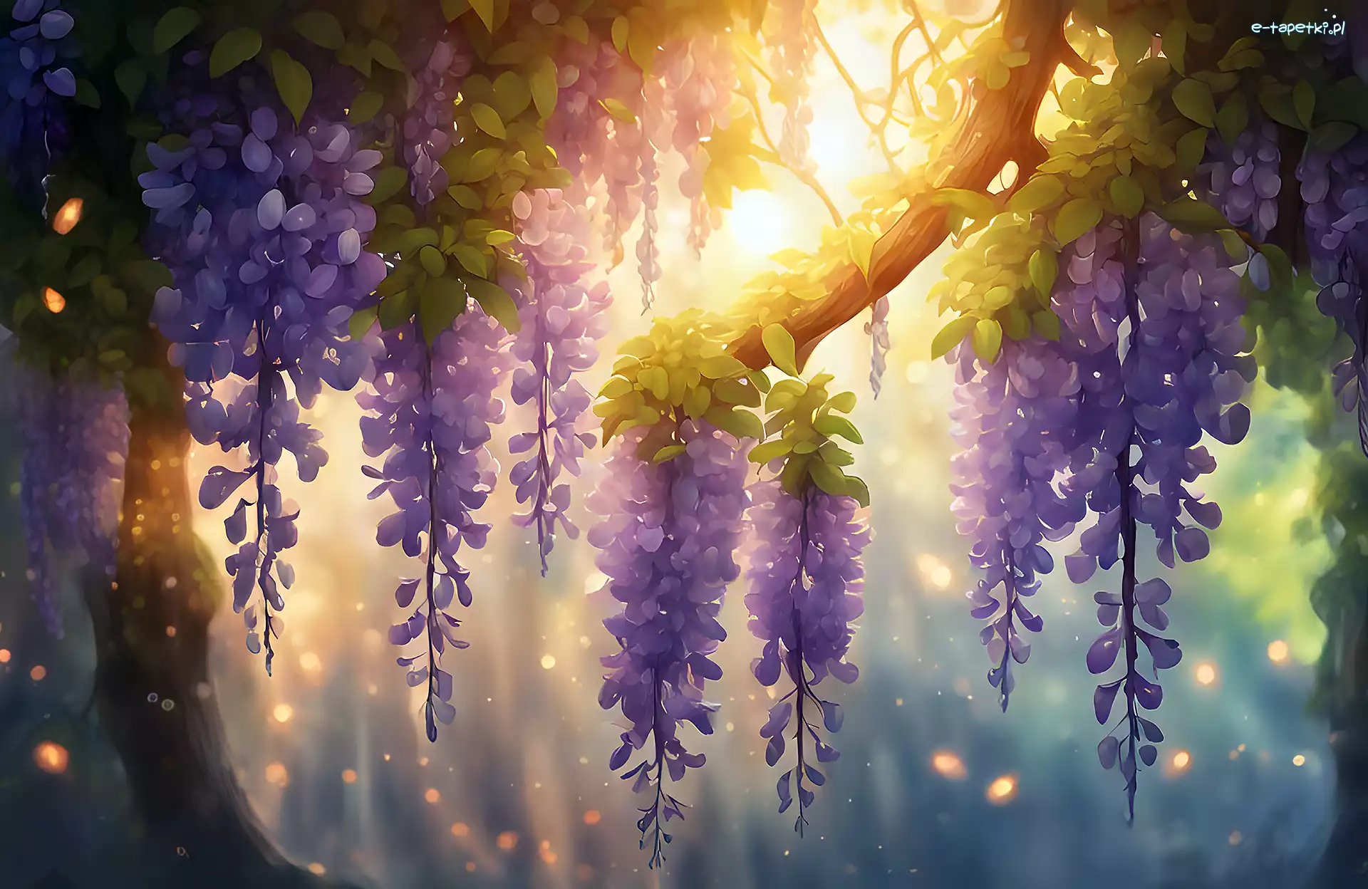 Glicynia, Grafika, Kwiaty, Wisteria