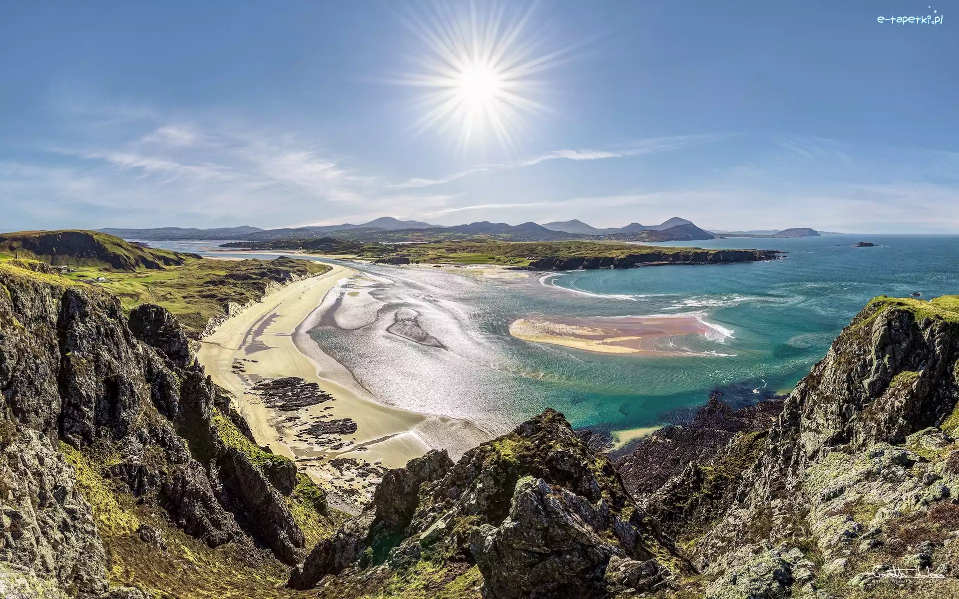 Morze, Hrabstwo Donegal, Skały, Promienie słońca, Półwysep Malin Head, Wybrzeże, Plaża, Irlandia