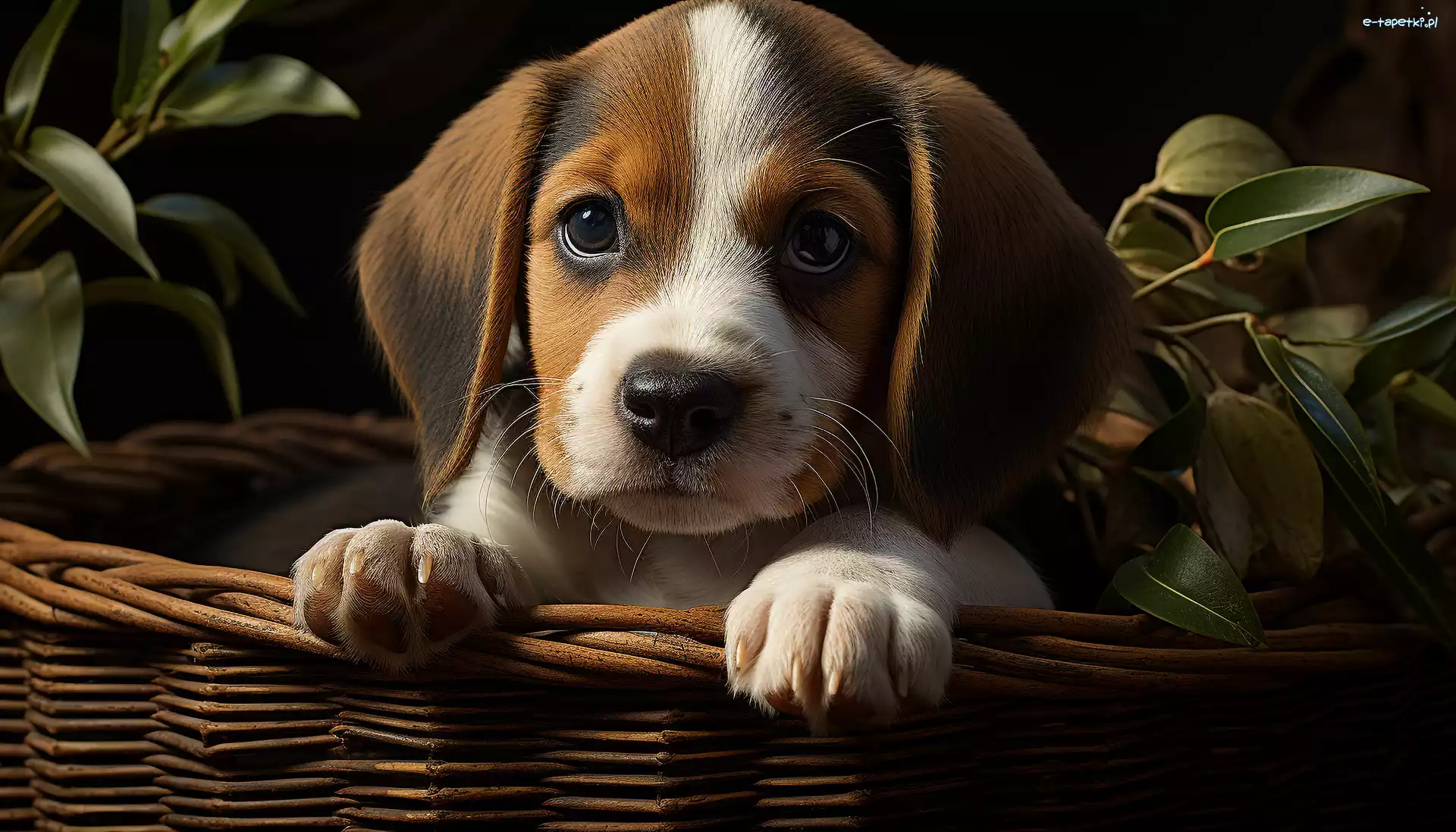 Szczeniak, Koszyk, Beagle, Pies