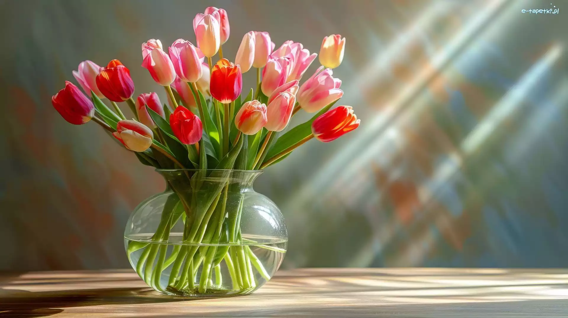 Tulipany, Bukiet, Wazon, Kwiaty