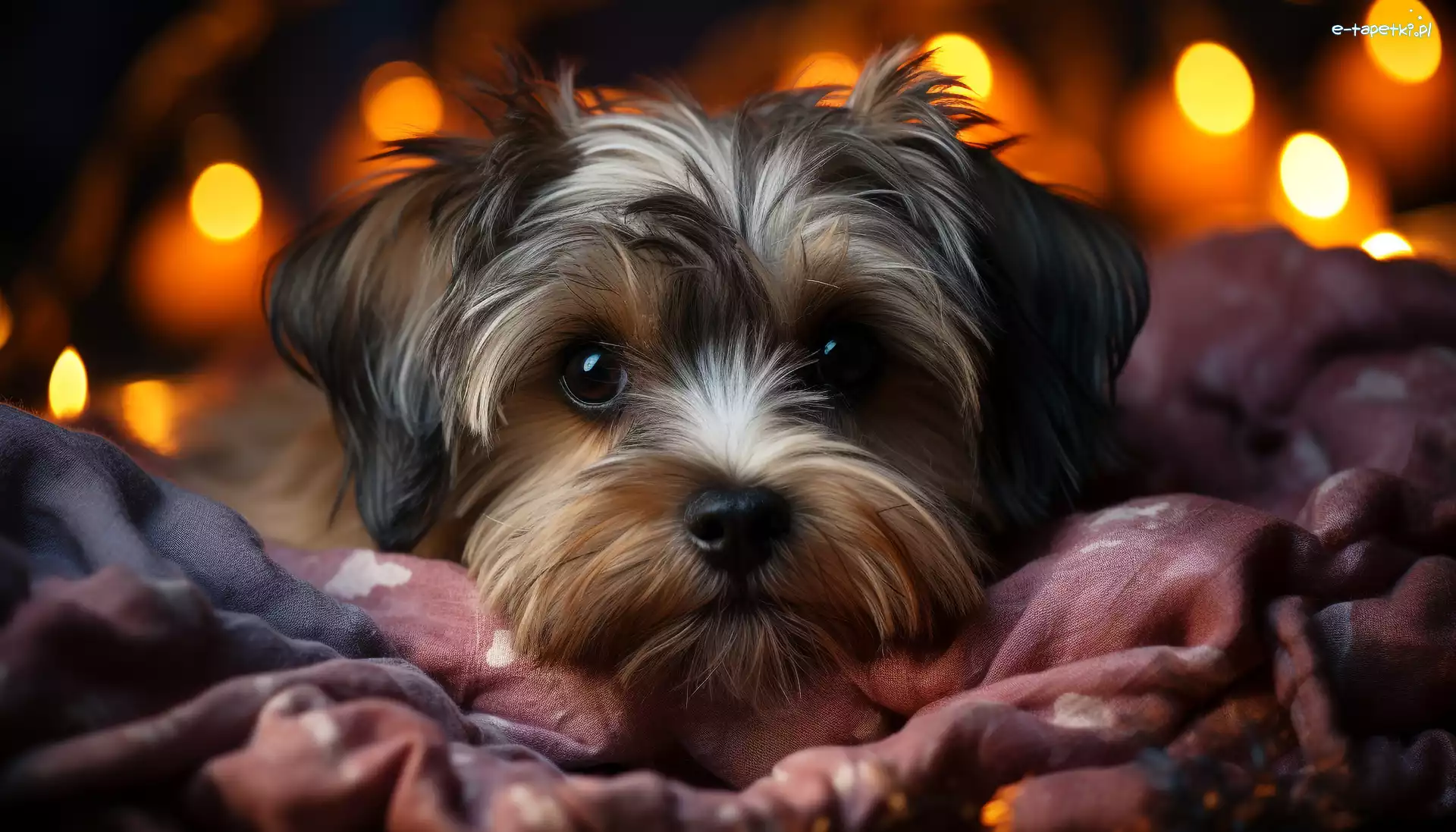 Tkanina, Pyszczek, Kolorowa, Blask, Yorkshire terrier, Pies