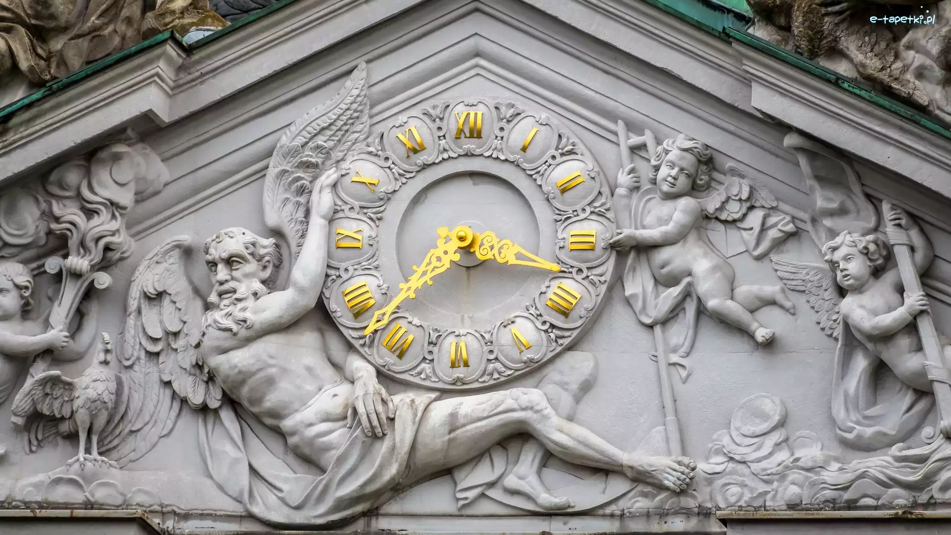 Anioły, Rzeźba, Zegar