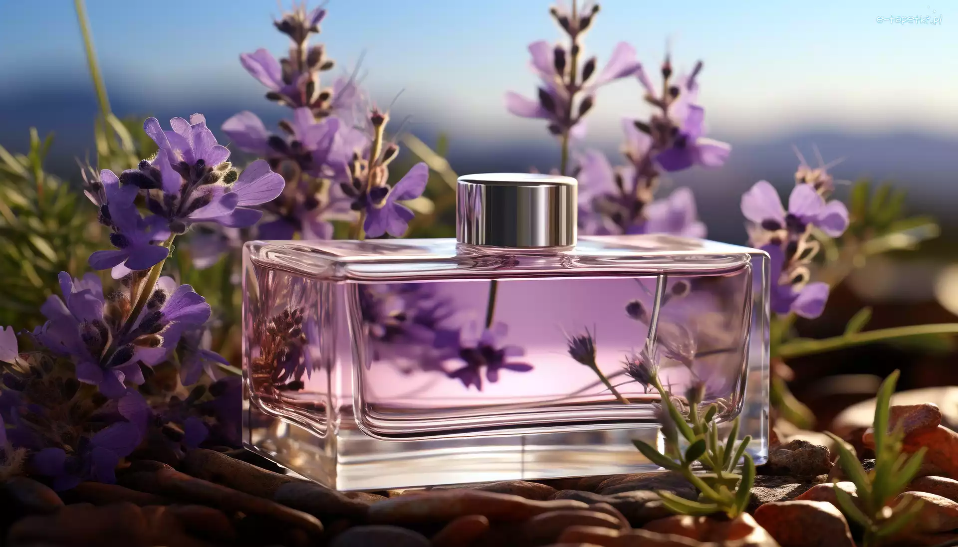 Grafika, Lawenda, Kwiaty, Kompozycja, Perfumy, Flakon