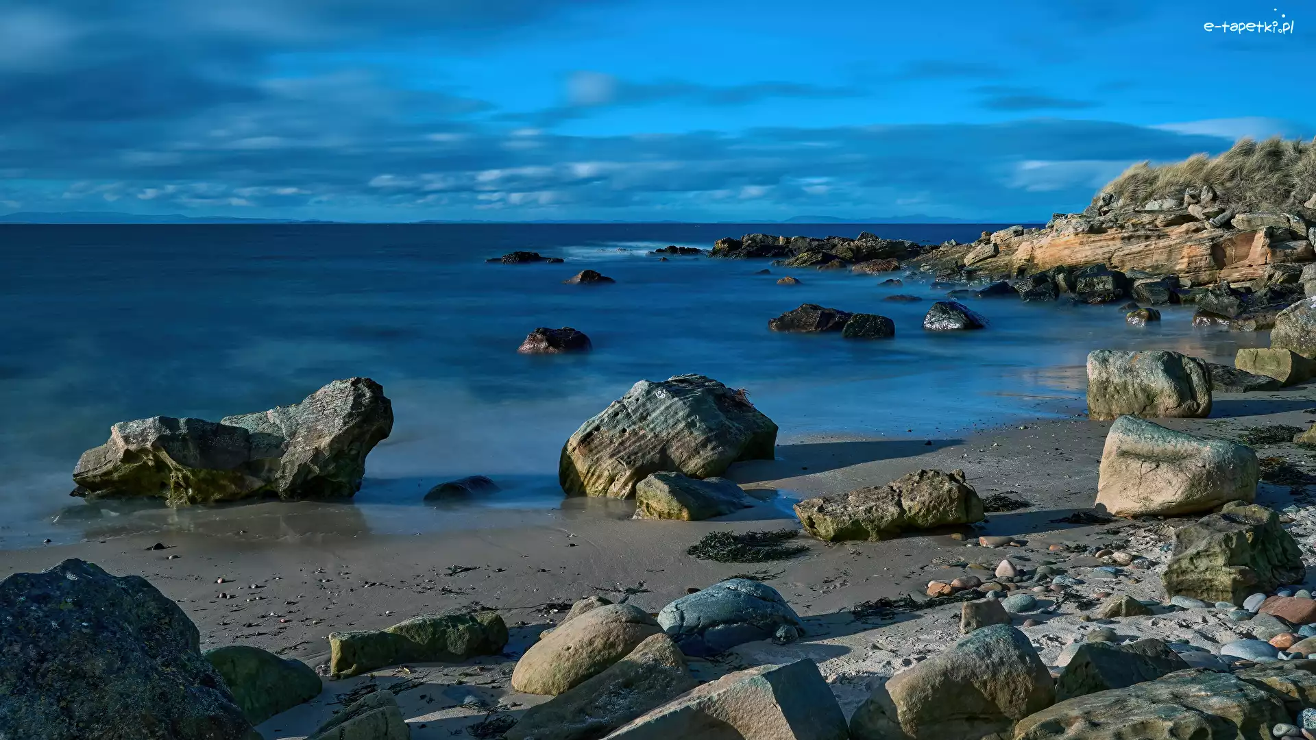 Szkocja, Wybrzeże Moray Firth, Wieś Hopeman, Kamienie, Morze
