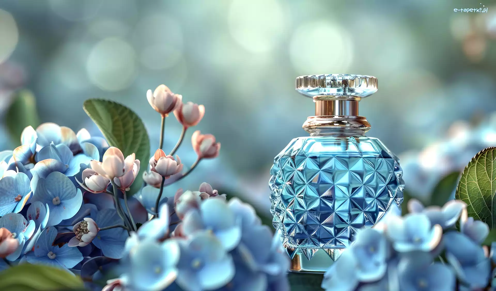 Flakon, Kwiaty, Perfumy, Grafika, Kompozycja