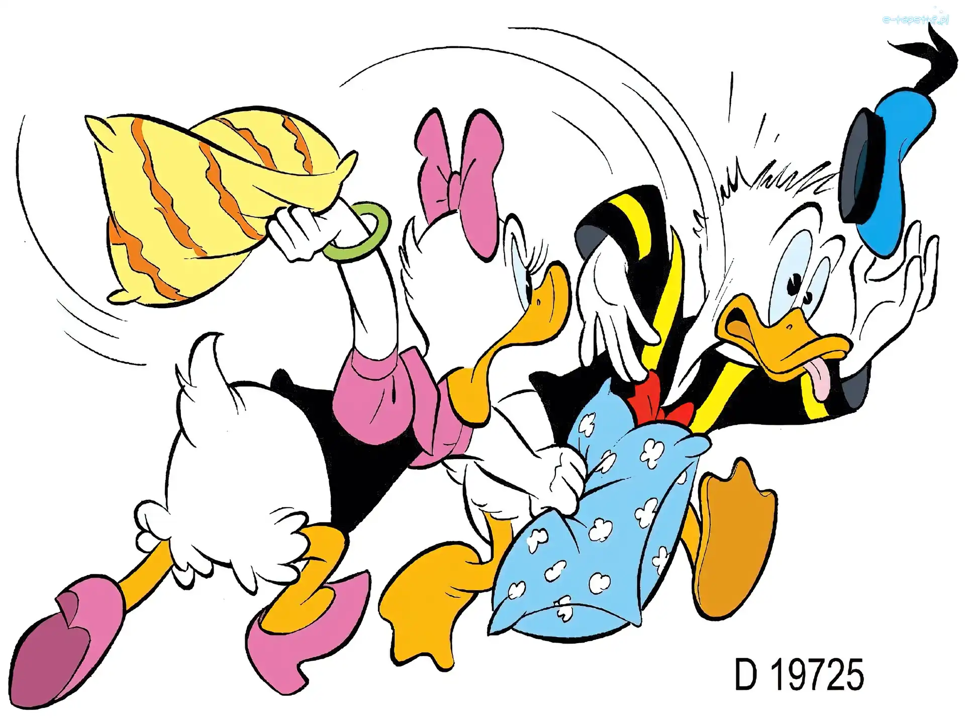 bitwa, poduszki, Kaczor Donald
