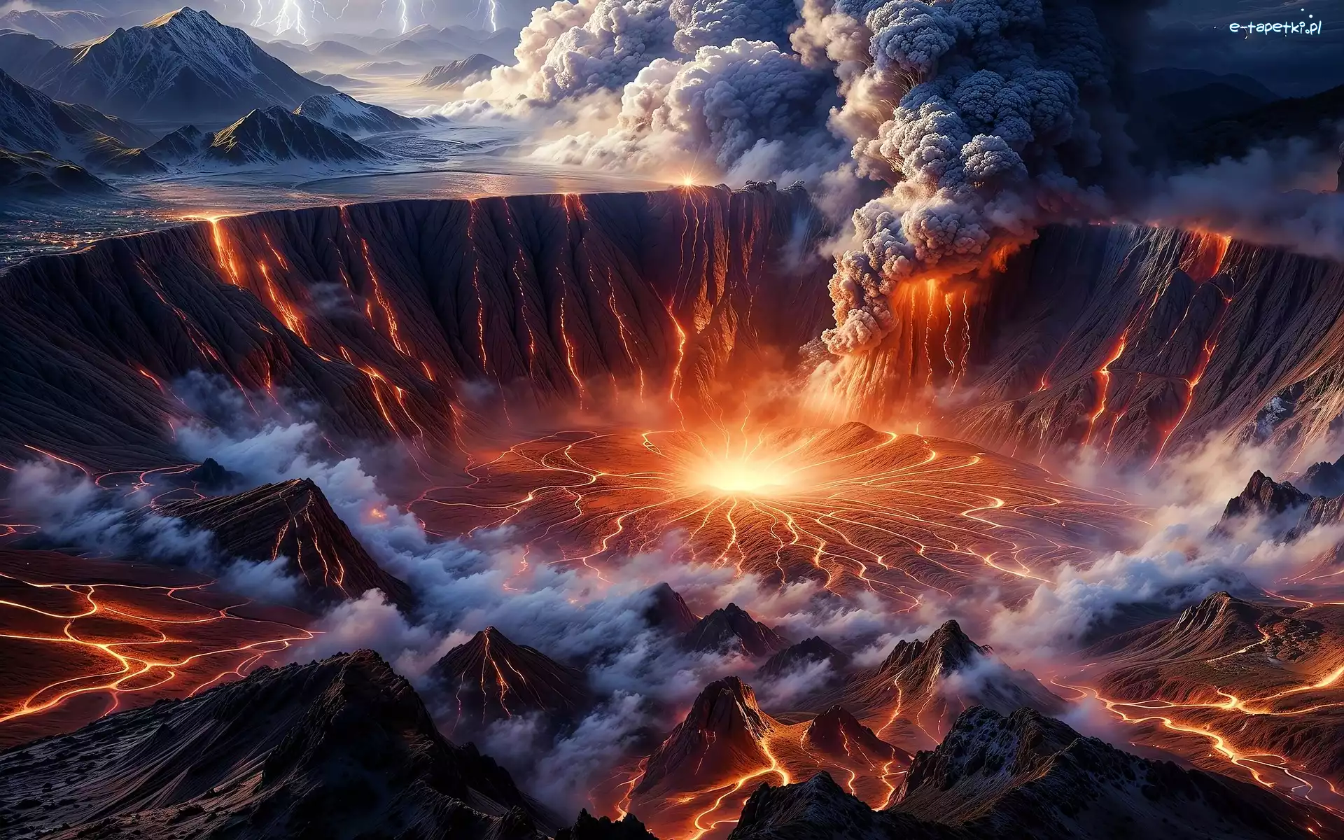 Dym, Lawa, Ogień, Grafika, Erupcja, Wulkan
