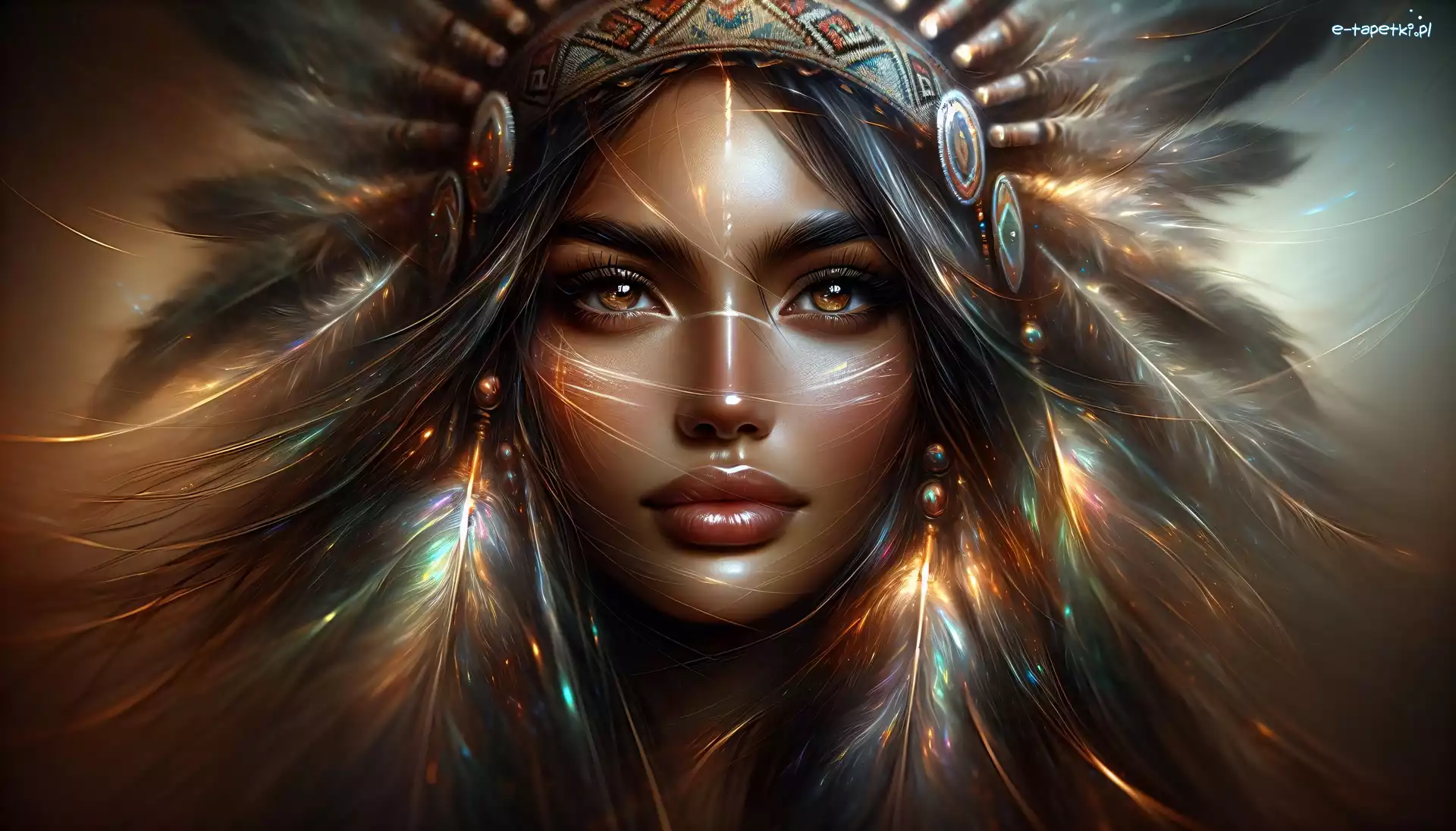 Indianka, Grafika, Pióropusz, Kobieta