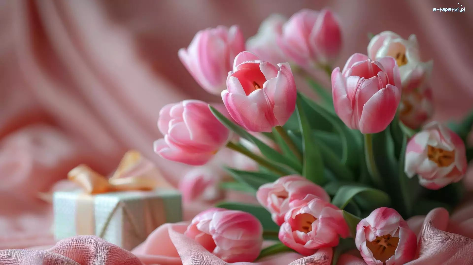 Bukiet, Grafika, Prezent, Tulipany