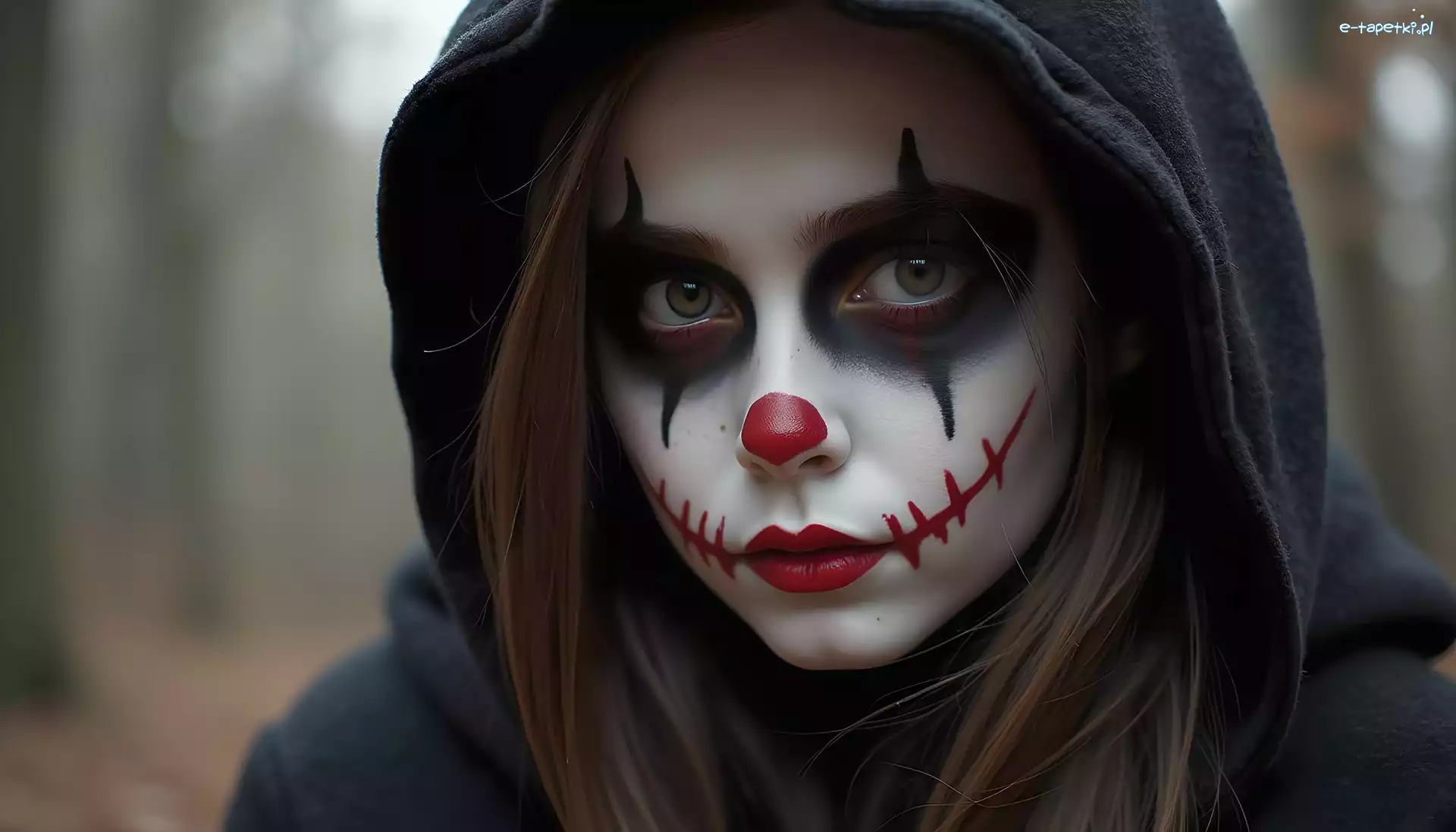 Dziewczyna, Twarz, Pomalowana, Grafika, Halloween