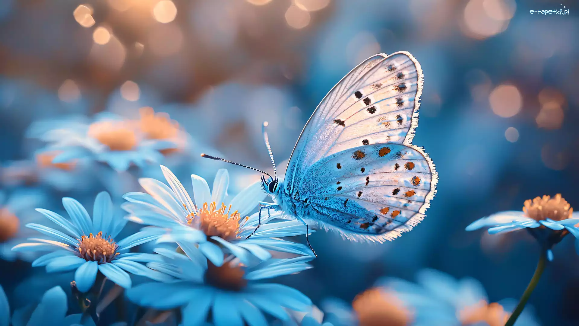 Kwiaty, Grafika, Motyl, Białe