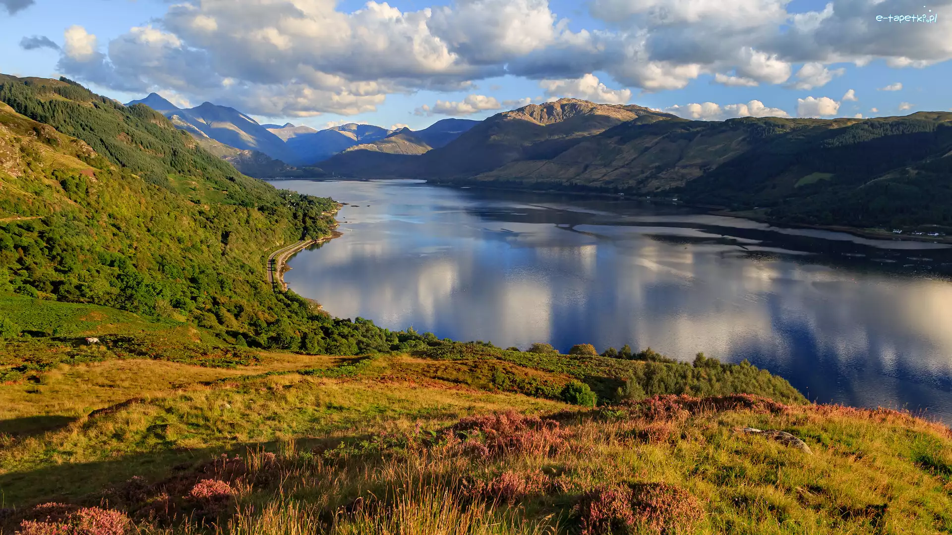 Szkocja, Loch Duich, Jezioro, Góry Kintail, Wzgórza
