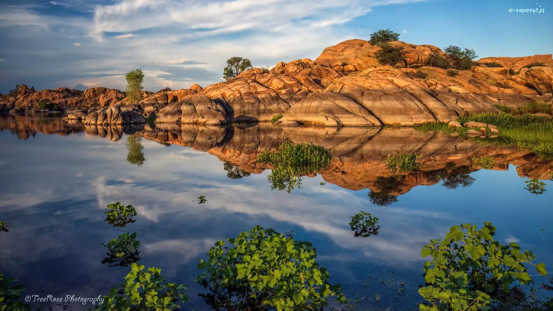 Willow Lake, Skały, Jezioro, Drzewa, Arizona, Stany Zjednoczone