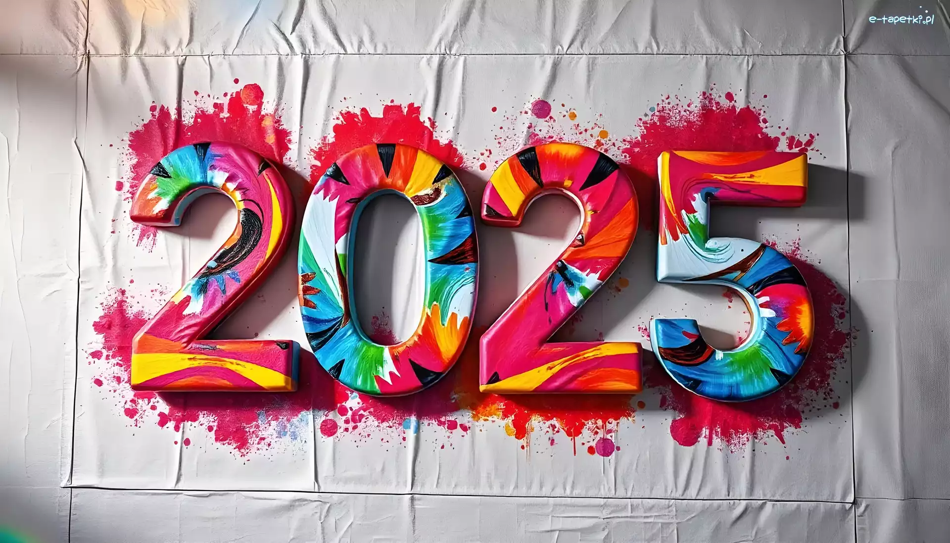 Farba, Tło, Kolorowe, Białe, Sylwester, 2025, Cyfry