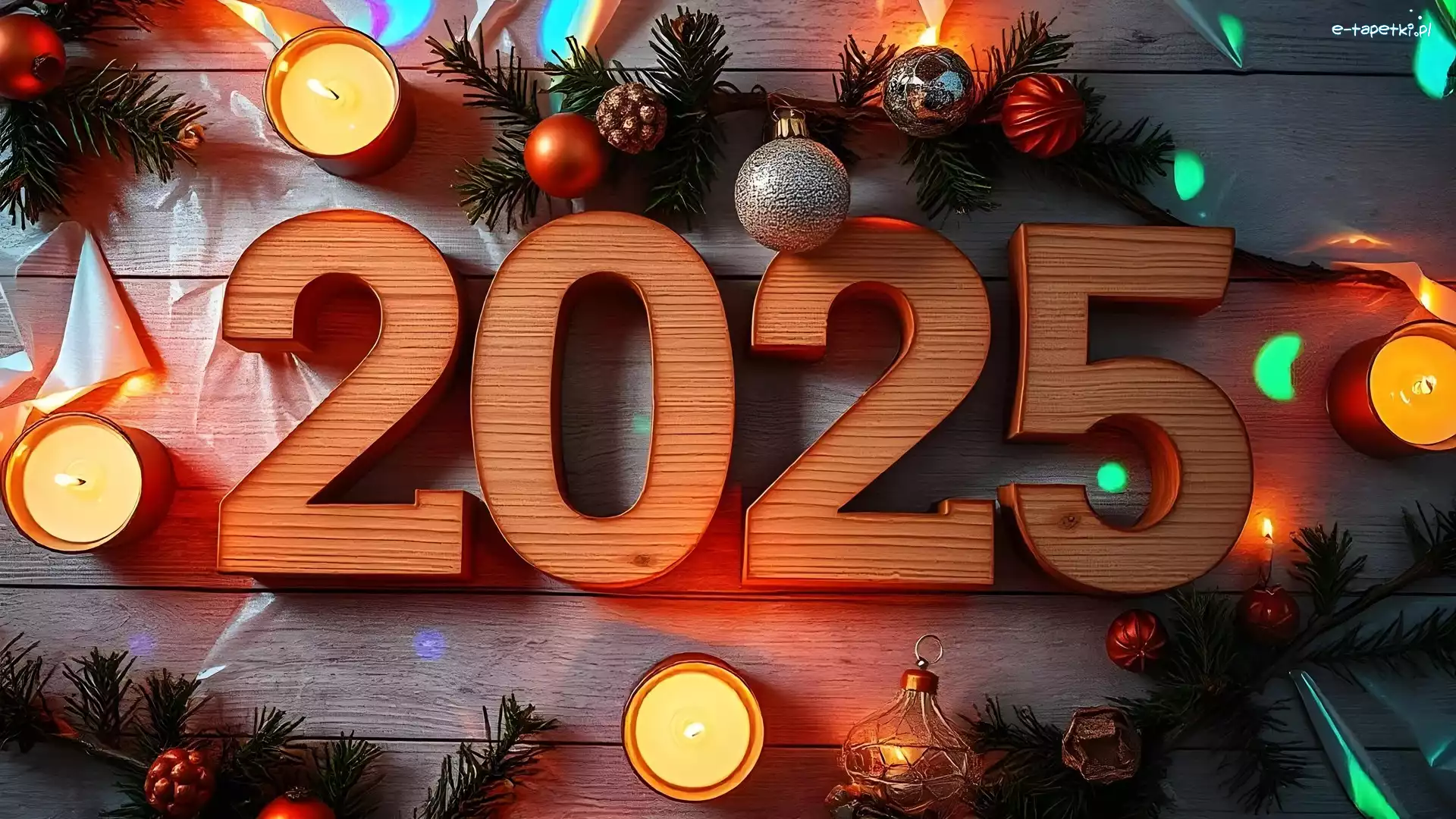 Sylwester, Bombki, 2025, Gałęzie, Świeczki