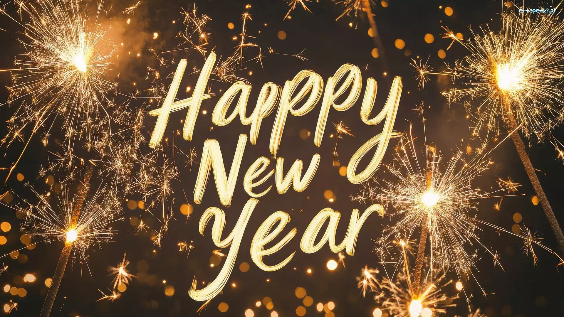 Sylwester, Napis, Zimne ognie, Grafika, Happy New Year
