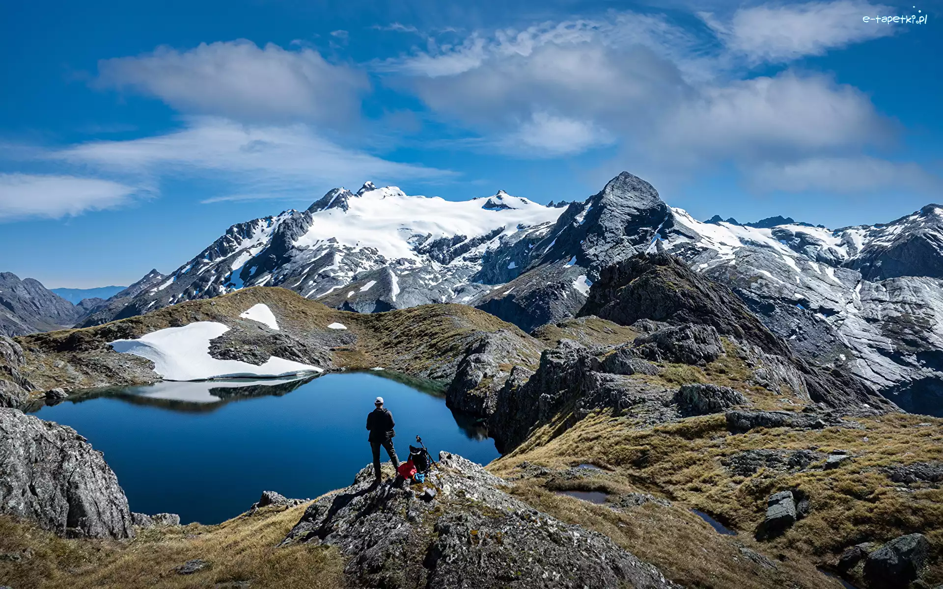 Jezioro, Alpy Południowe, Nowa Zelandia, Wyspa Południowa, Niebo, Lake Agnes, Chmury, Góry