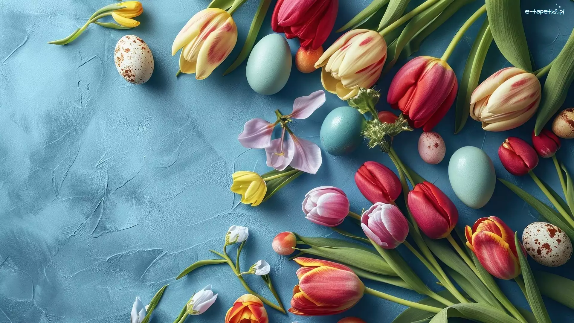 Żółte, Pisanki, Czerwone, Tulipany, Kolorowe, Wielkanoc