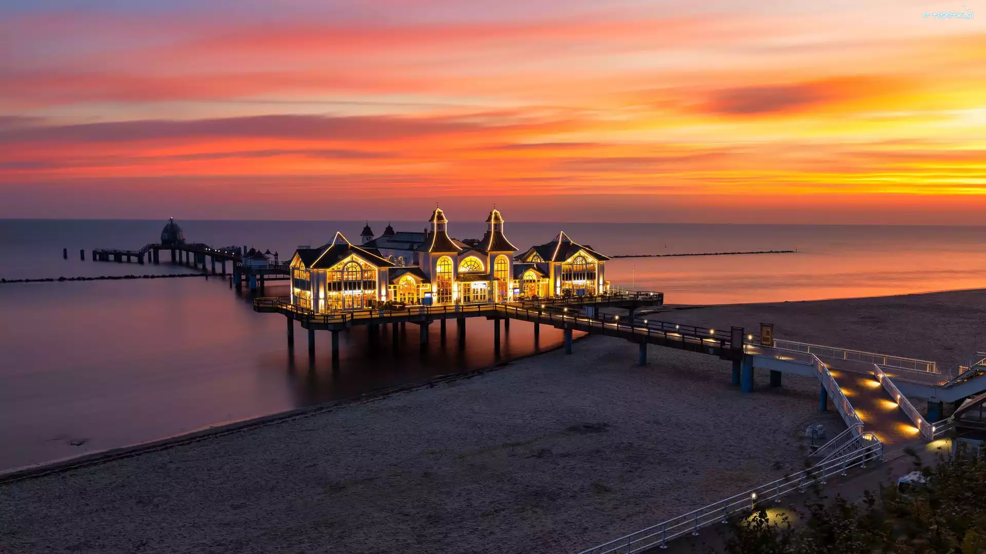 Plaża, Restauracja, Niemcy, Wyspa Rugia, Kawiarnia, Molo, Sellin, Morze Bałtyckie