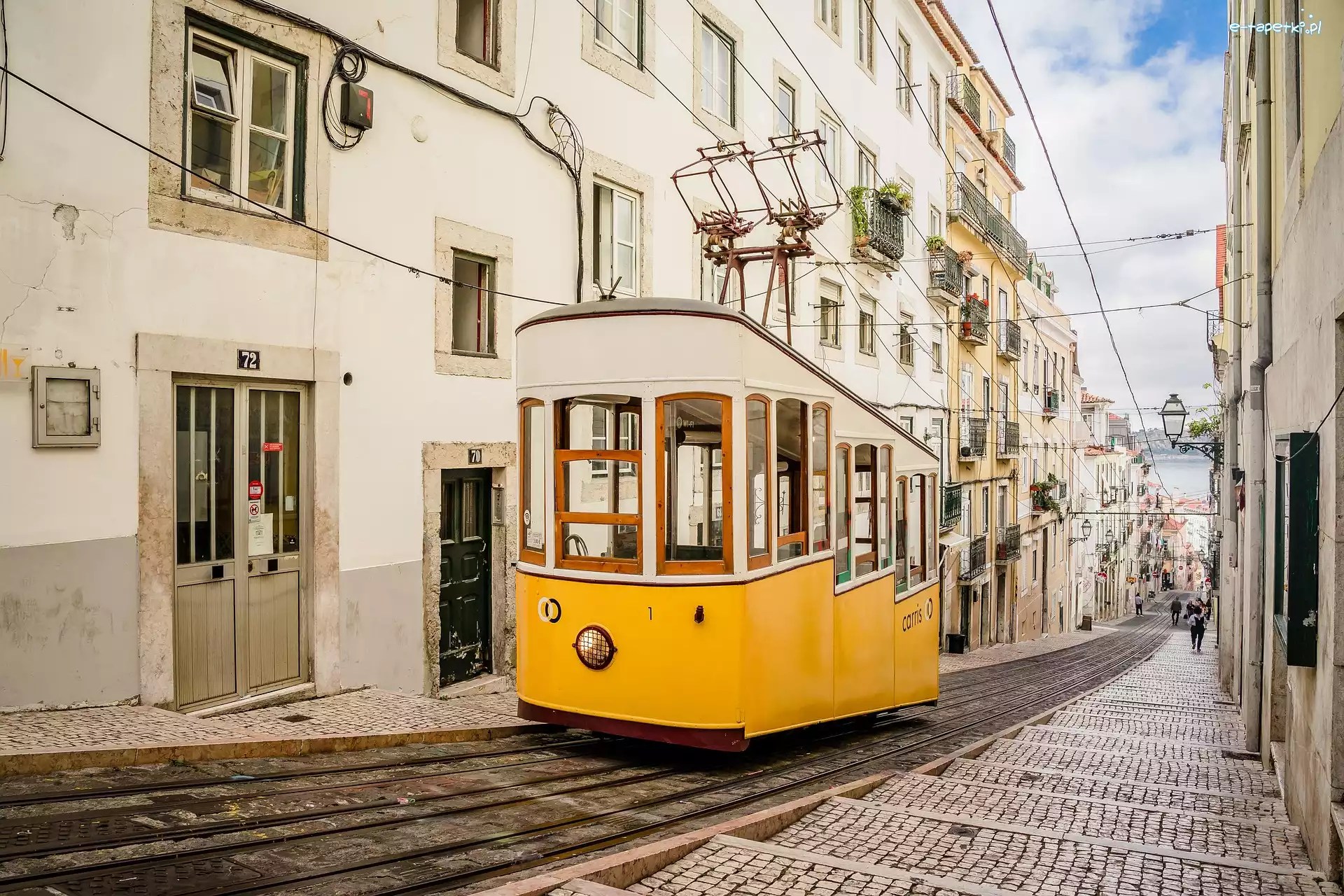 Portugalia, Ulica, Lizbona, Tramwaj, Domy