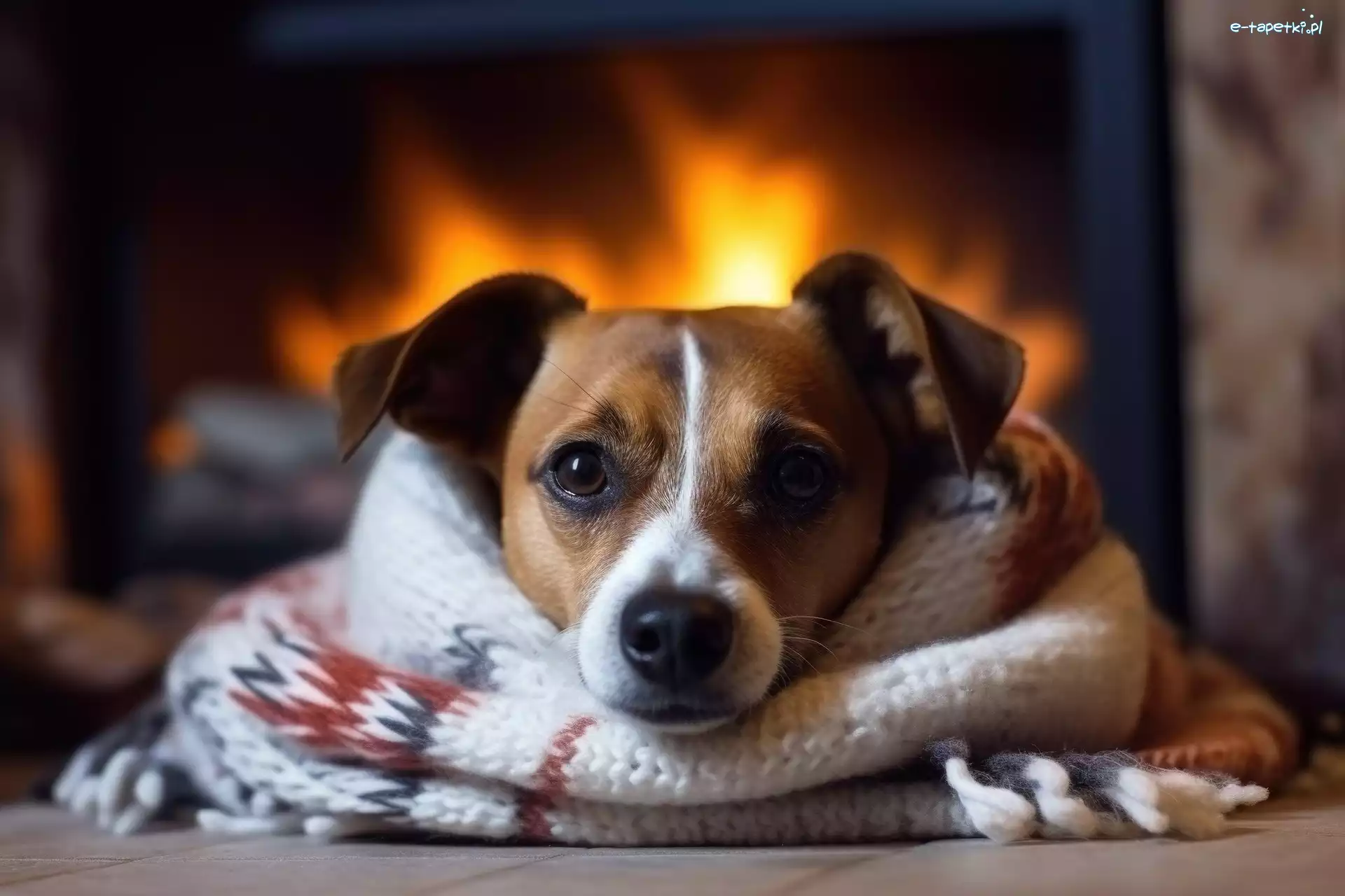 Pies, Koc, Mordka, Jack Russell terrier, Kominek