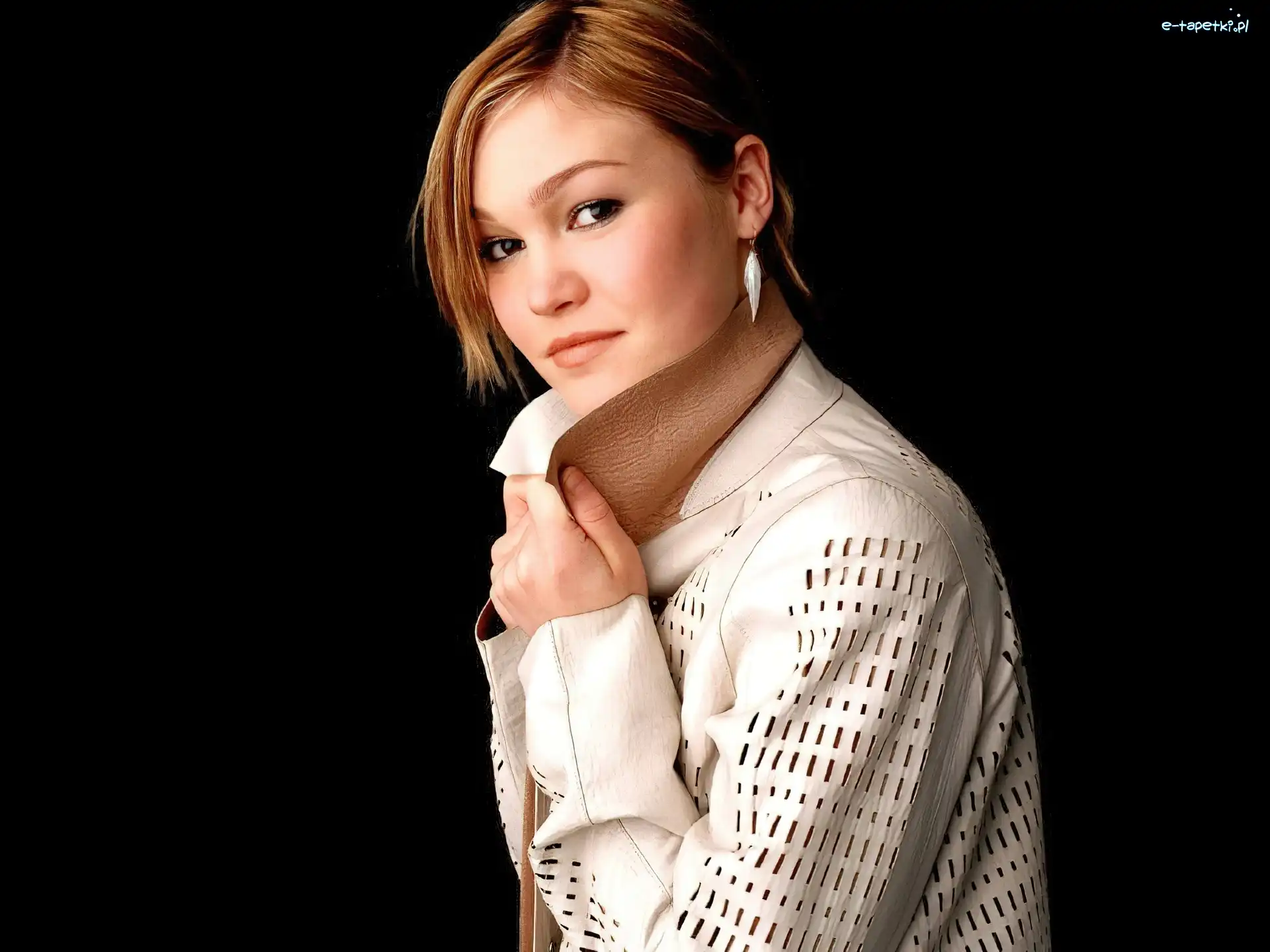 skórzany, płaszcz, biały, Julia Stiles