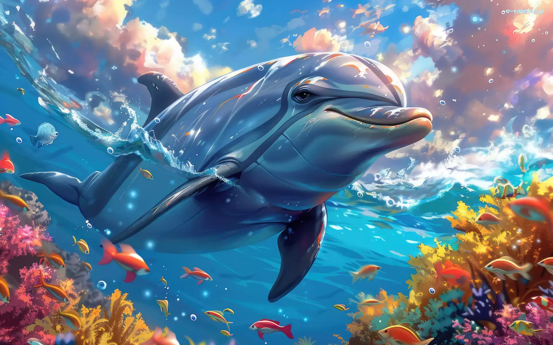 Rybki, Woda, Grafika AI, Delfin