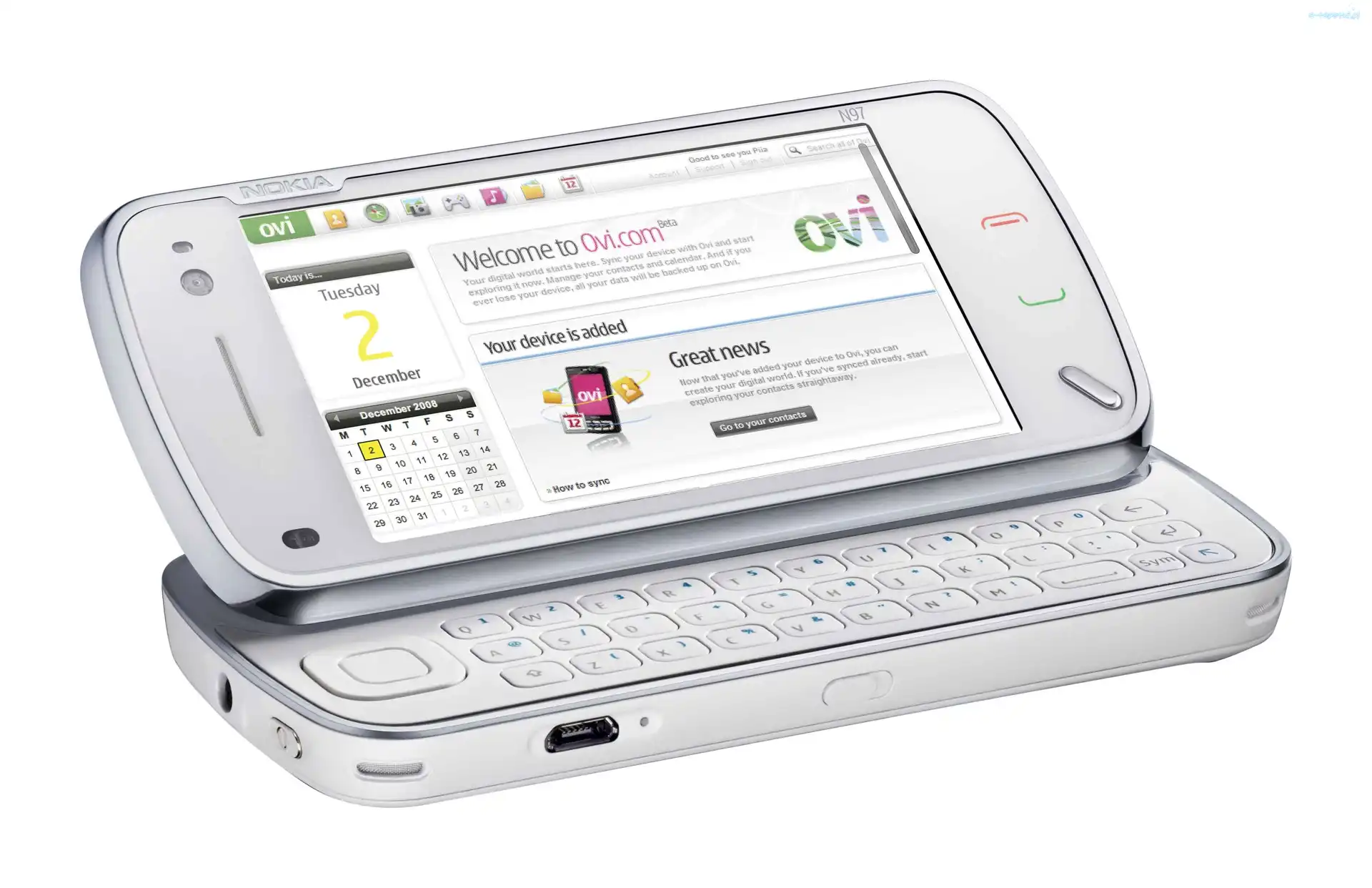 Klawiatura QWERTY, N97, Biała