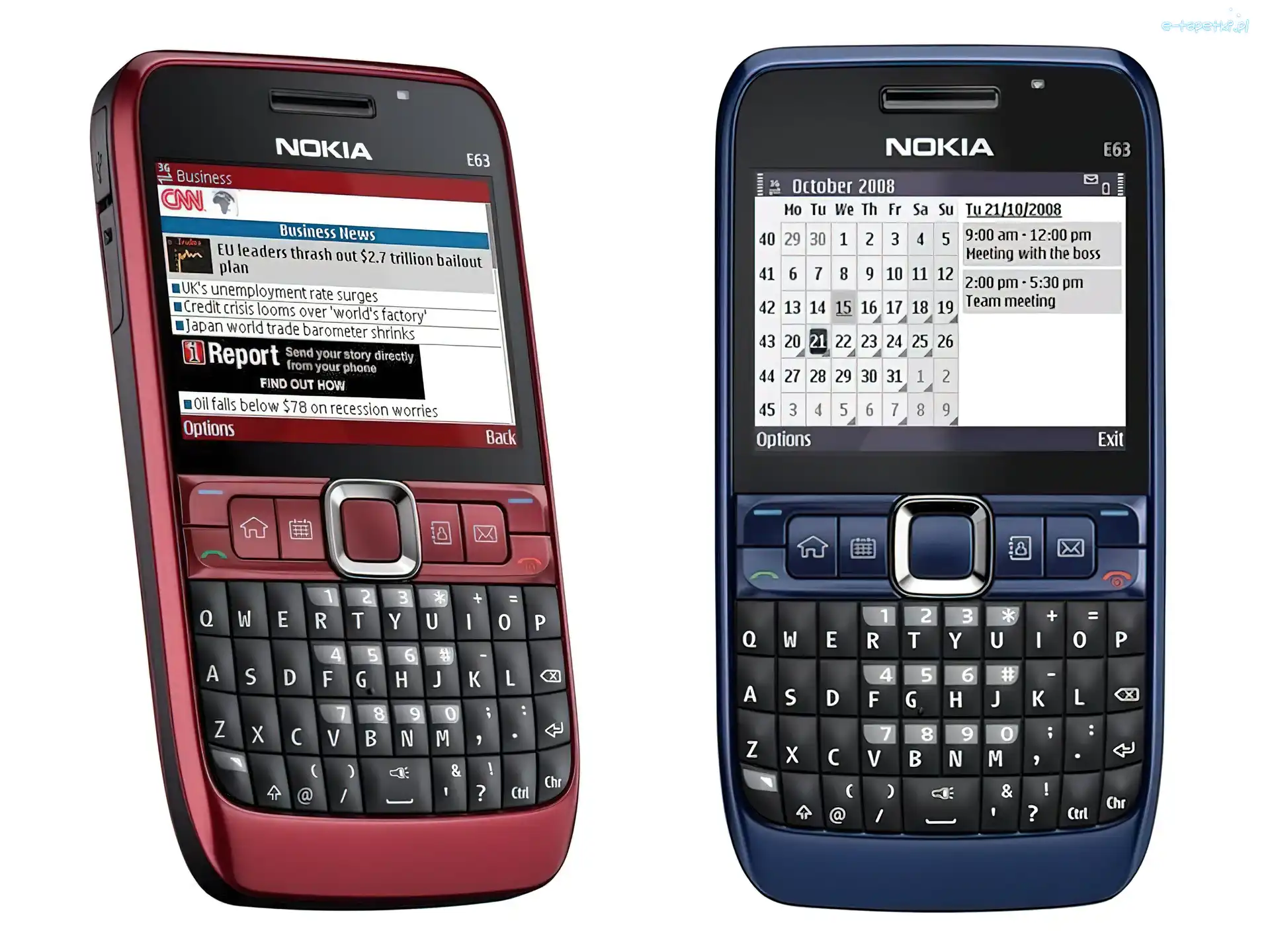 Czerwony, 3G, Niebieski, Nokia E63