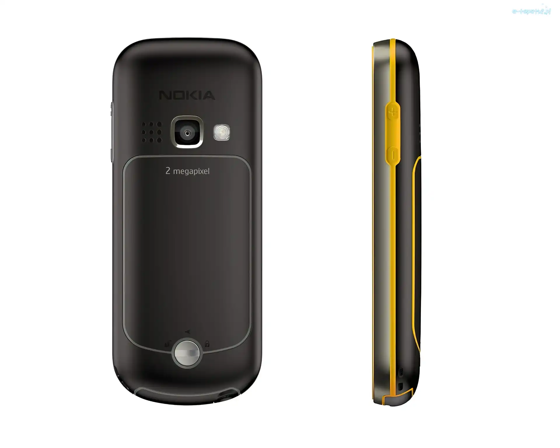 Nokia 3720, Żółta, Czarna, Bok, Tył