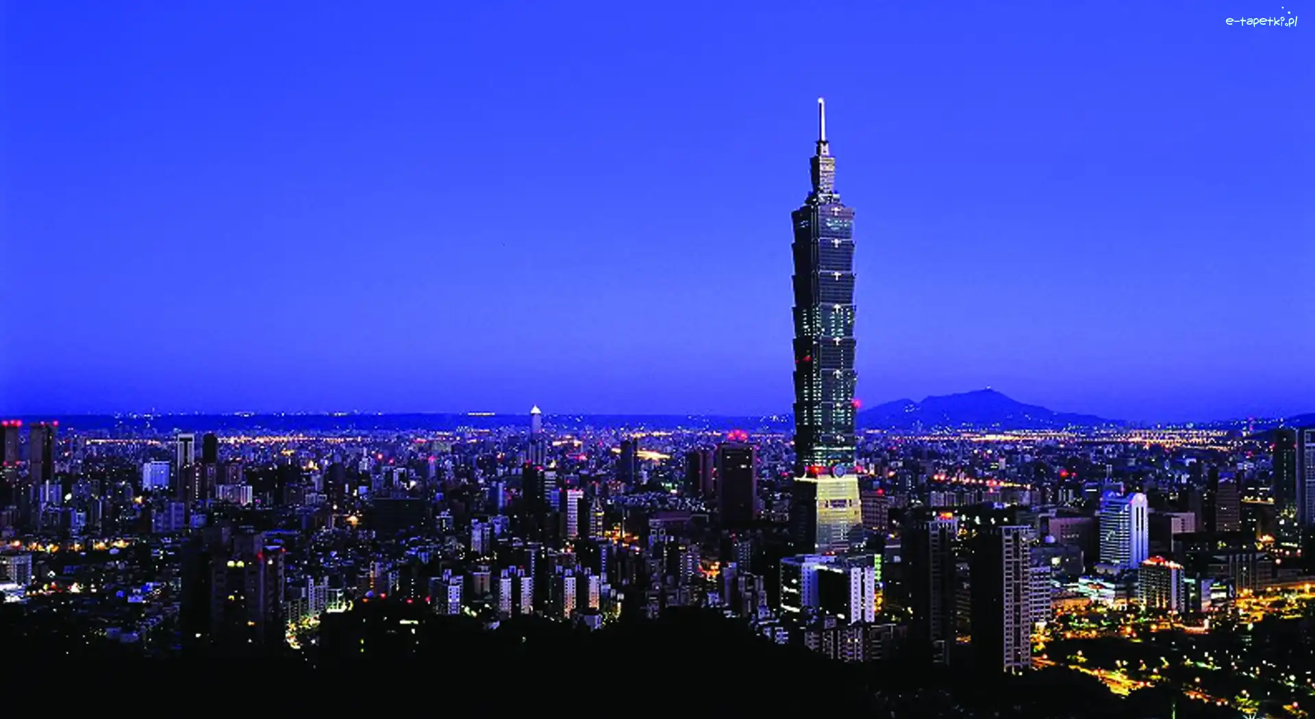 Tajpej, Wieczór, Wieżowiec Taipei 101, Tajwan