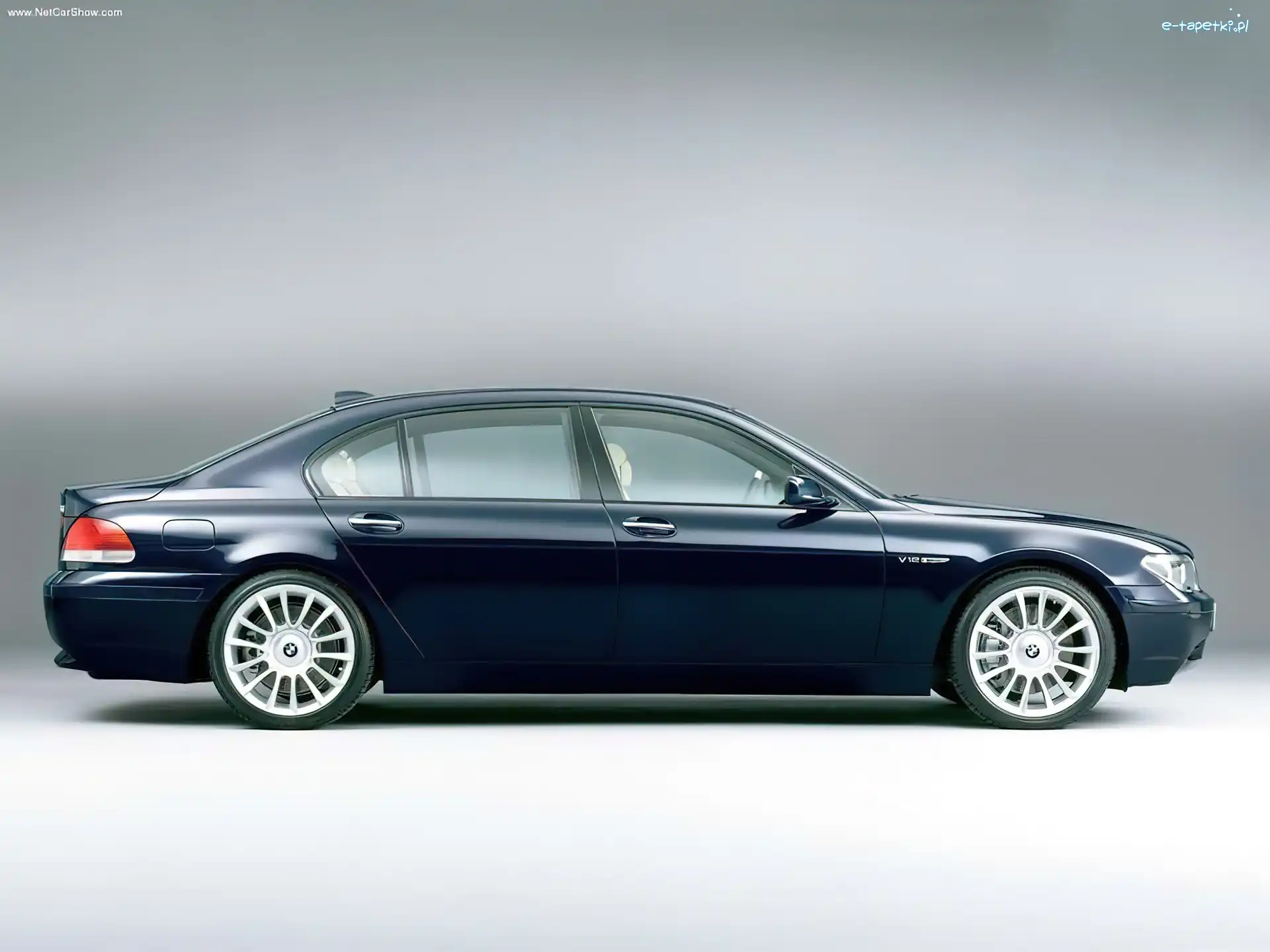 Granatowy, E65, BMW 7, Bok, Prawy
