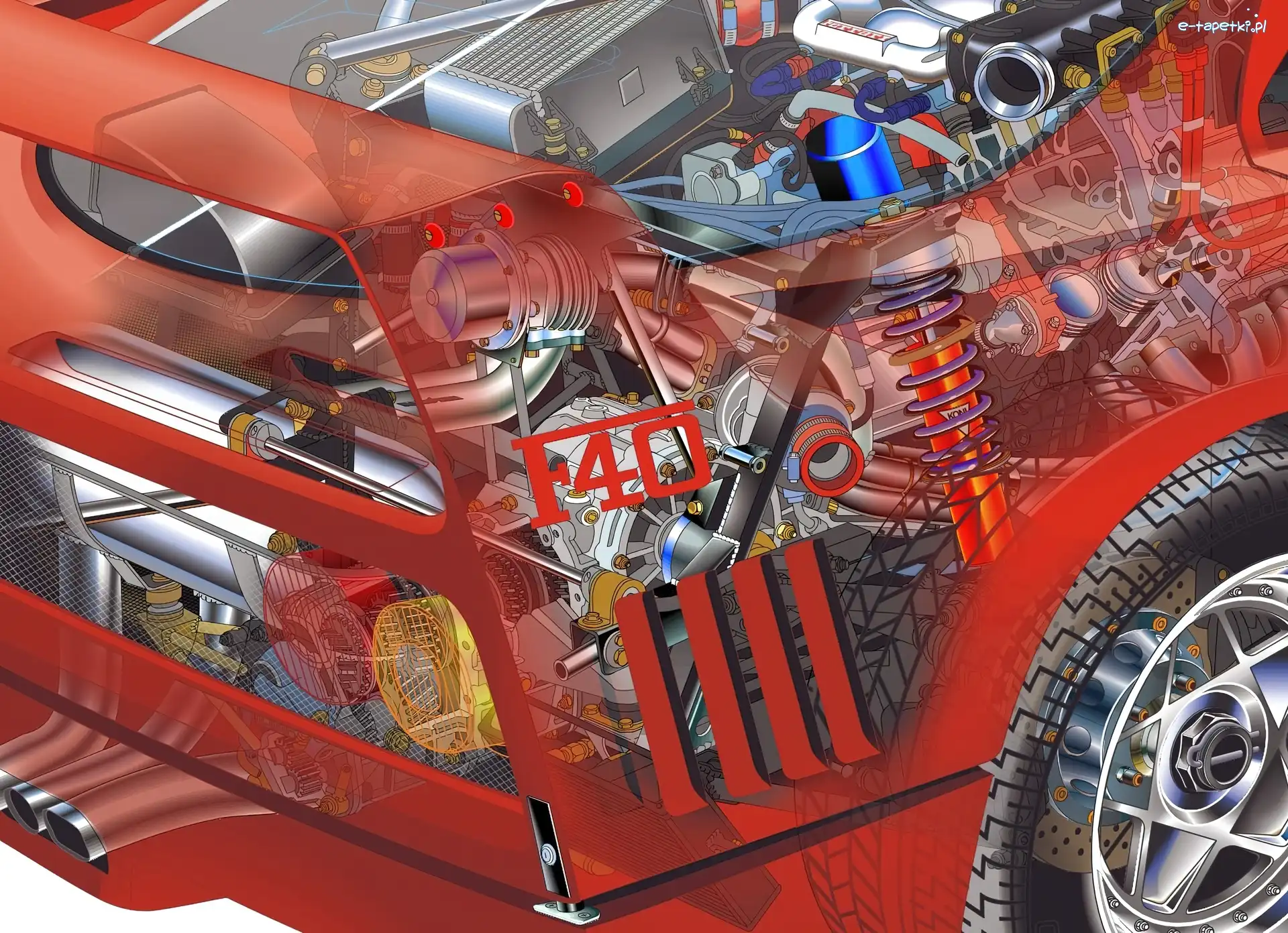 Silnik, Ferrari F 40, Przekrój