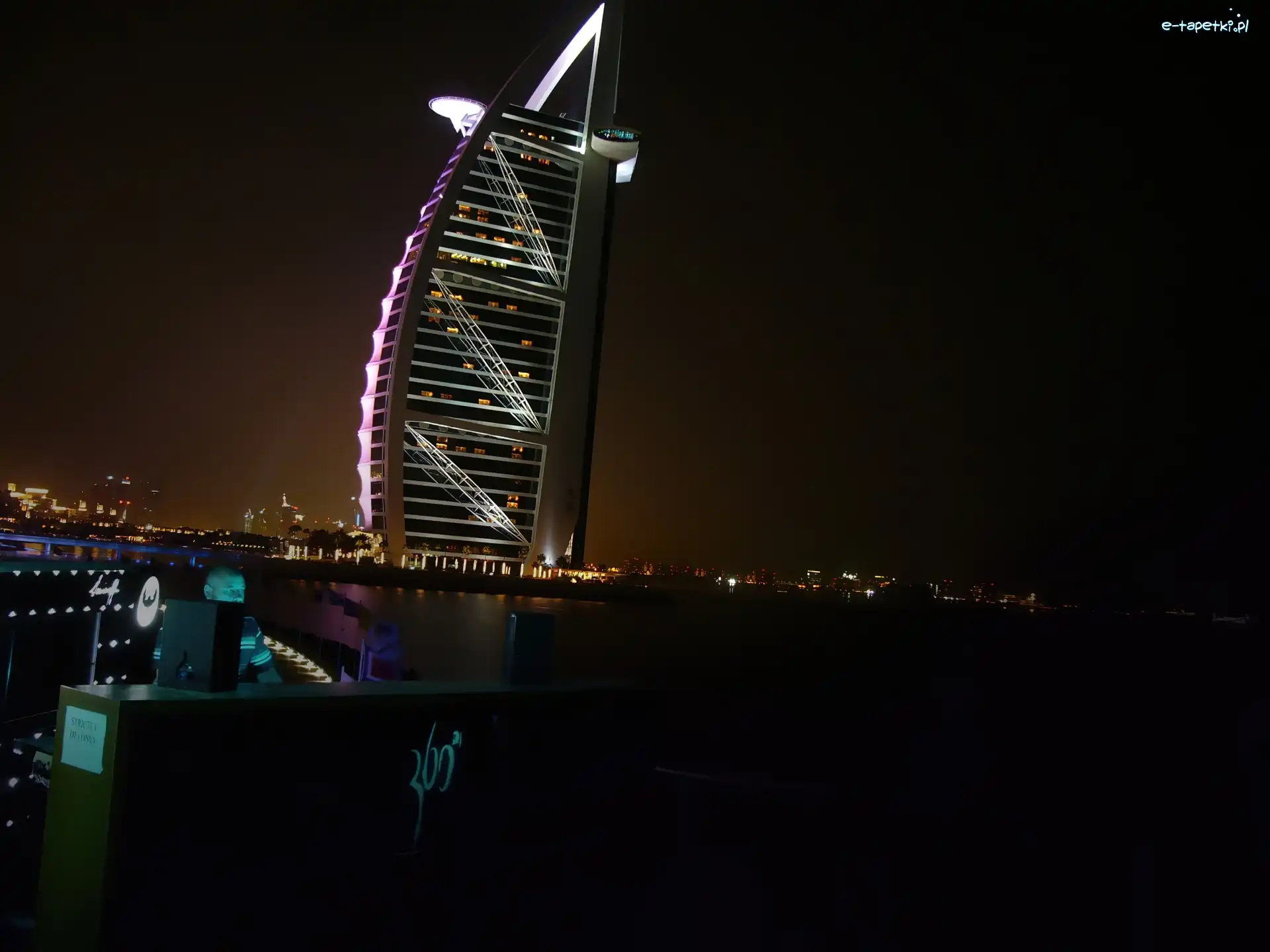 Zjednoczone Emiraty Arabskie, Burj Al Arab, Hotel, Nocą, Dubaj