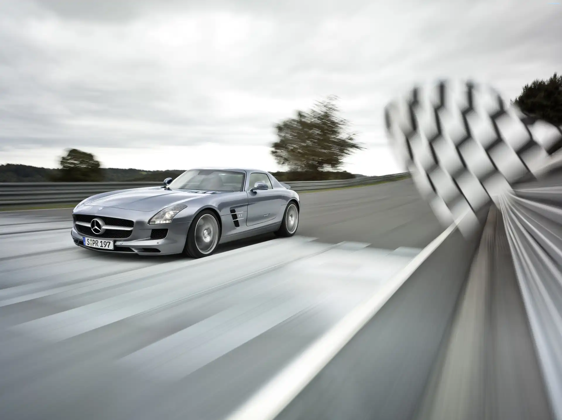 Flaga, Wyścigowy, Tor, Mercedes Benz SLS