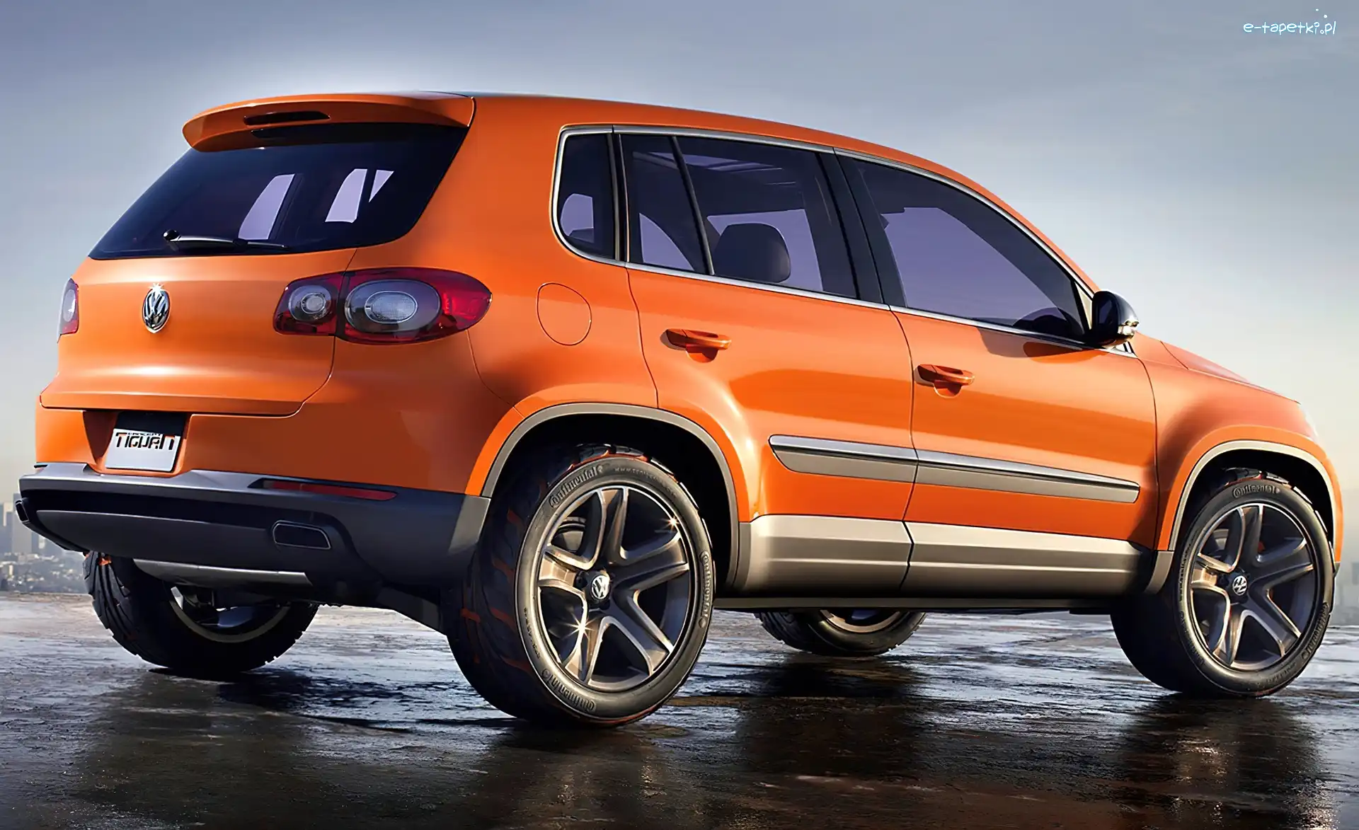 Czarno, Opony, Pomarańczowe, Volkswagen Tiguan