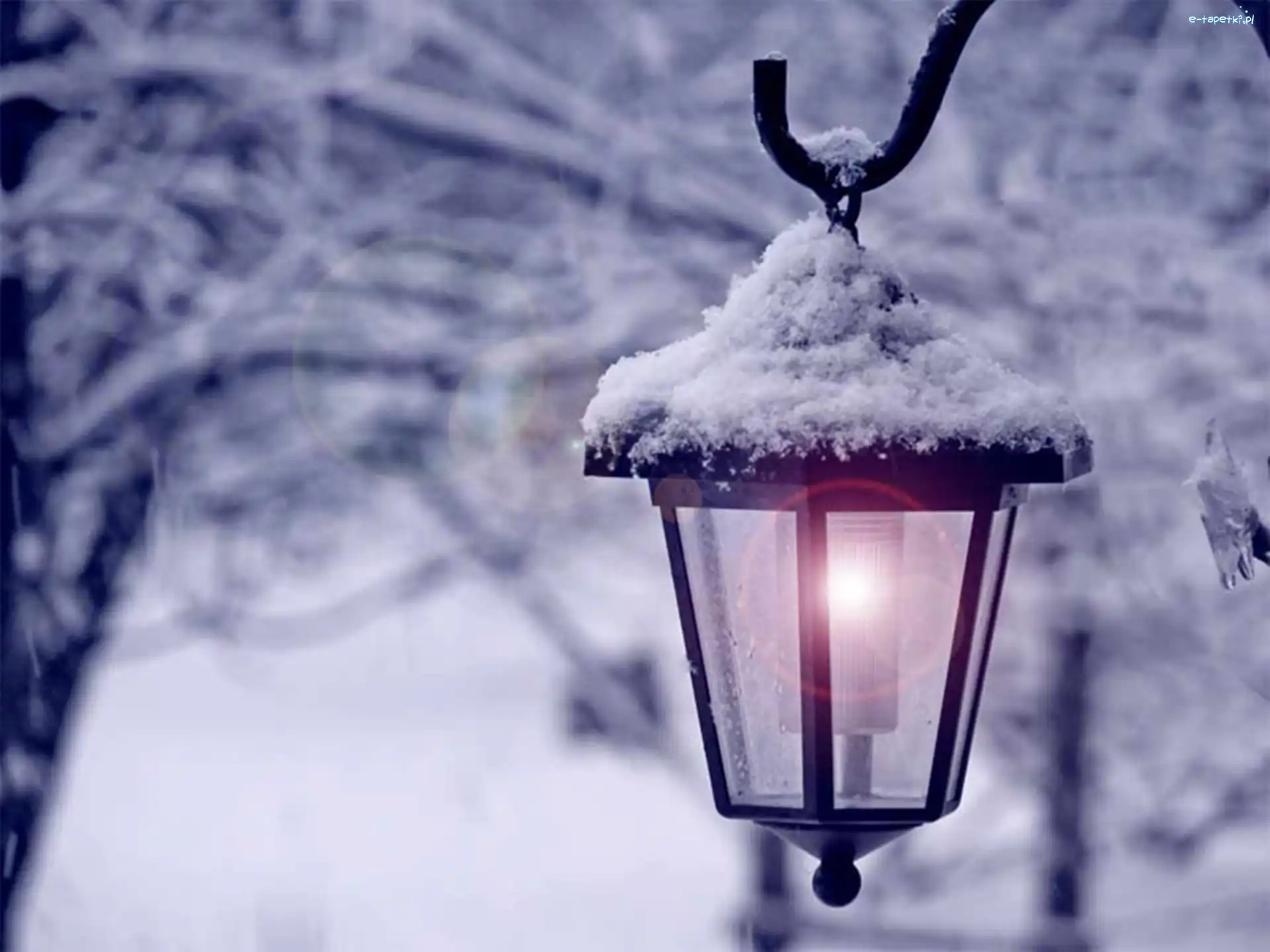 Śnieg, Zima, Lampa